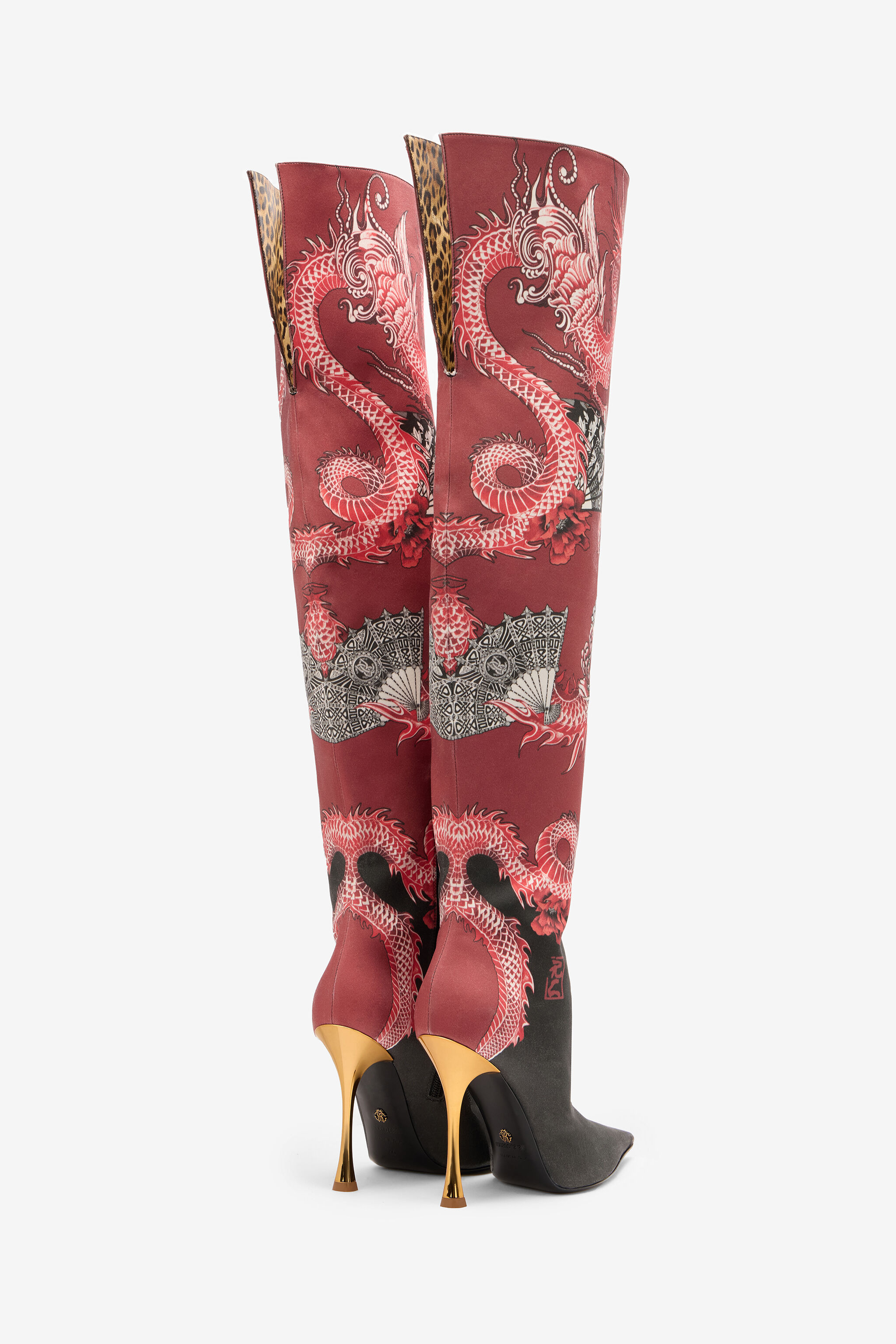 Knee-High Boots With Dragon Print - 3