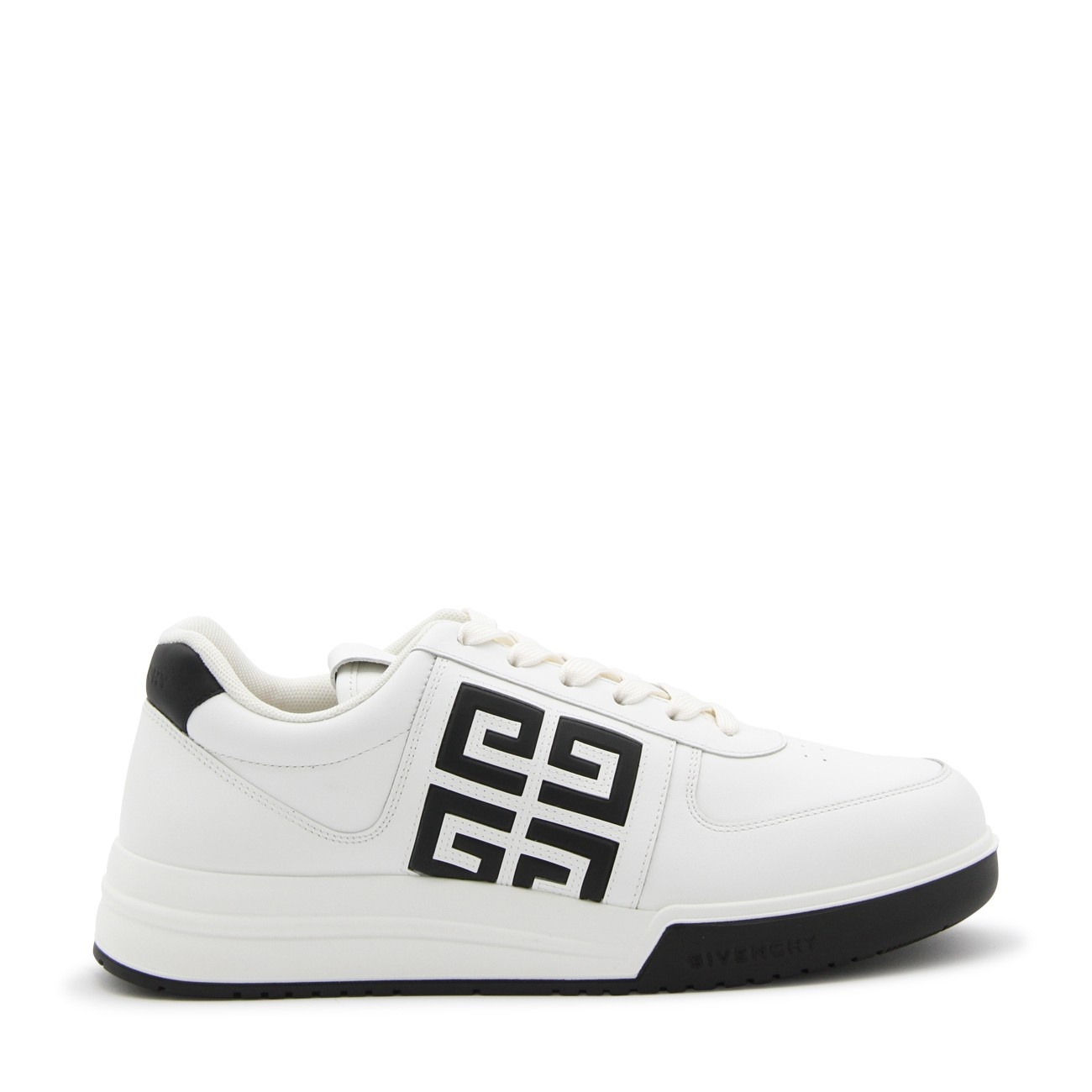 white and black leather sneakers - 1