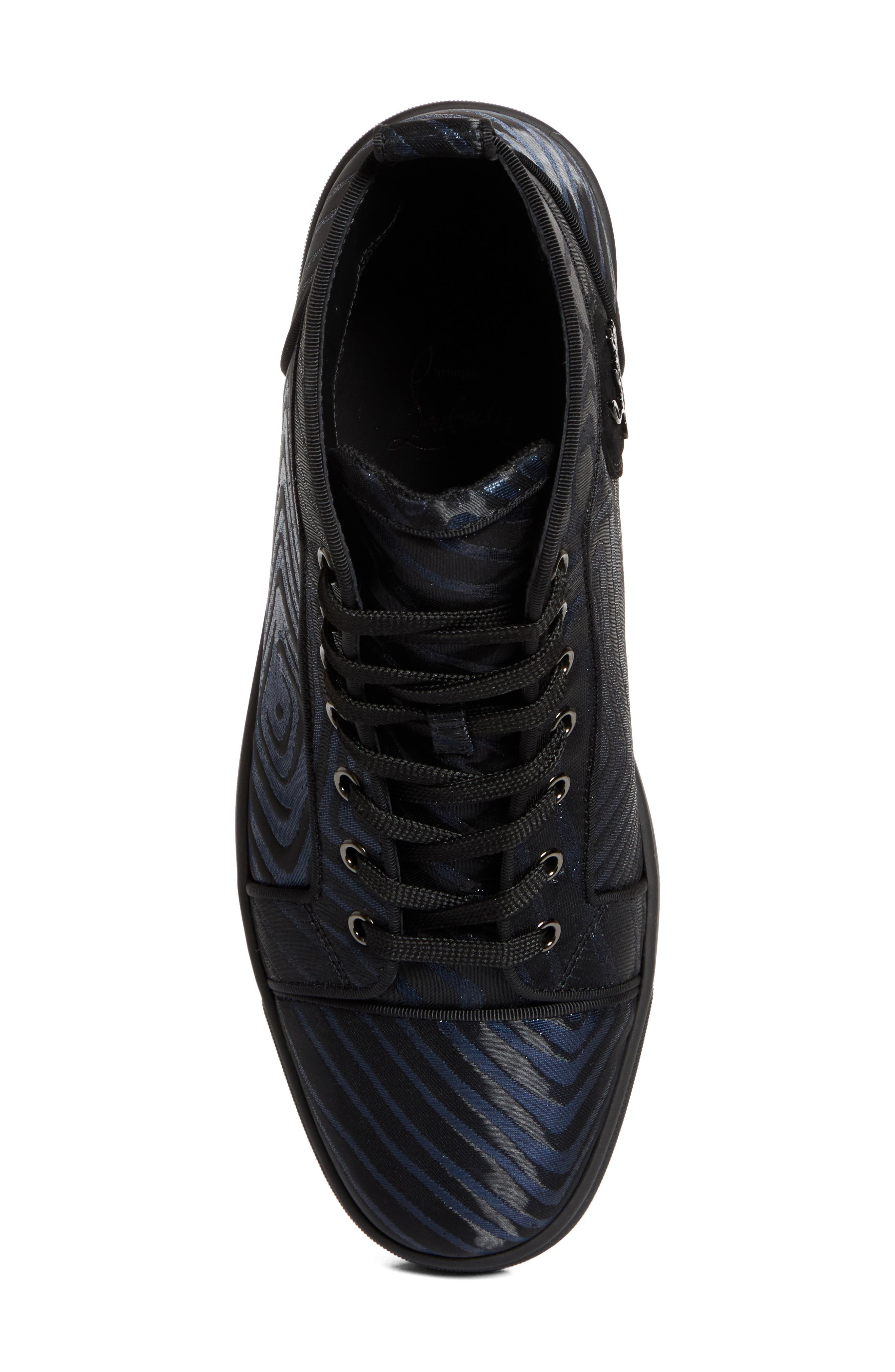 Christian Louboutin Louis Orlato Flat Stripe Jacquard High Top Sneaker in Black Navy at Nordstrom - 5