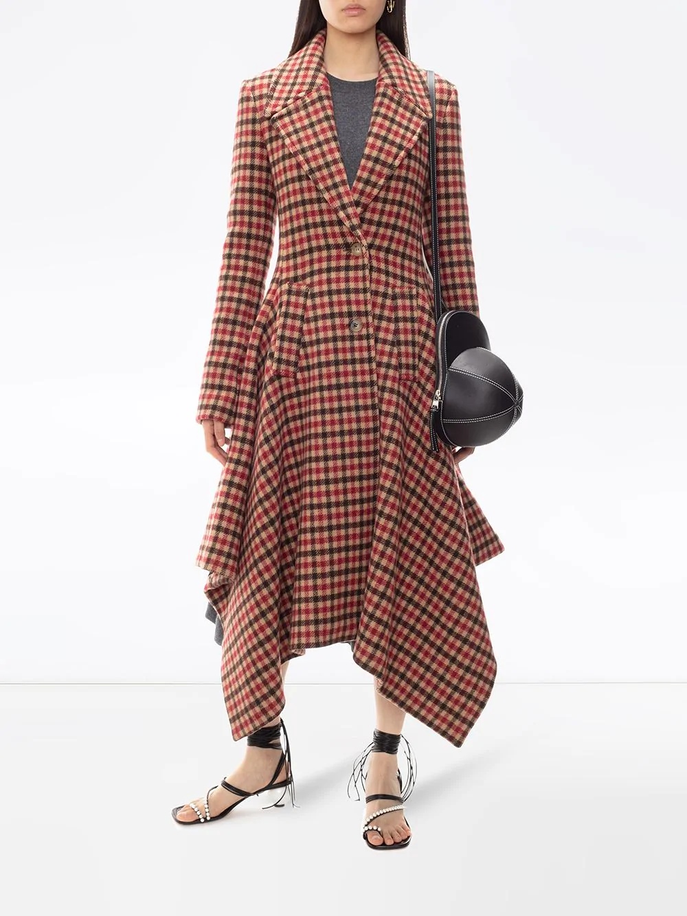 handkerchief-hem check coat - 3