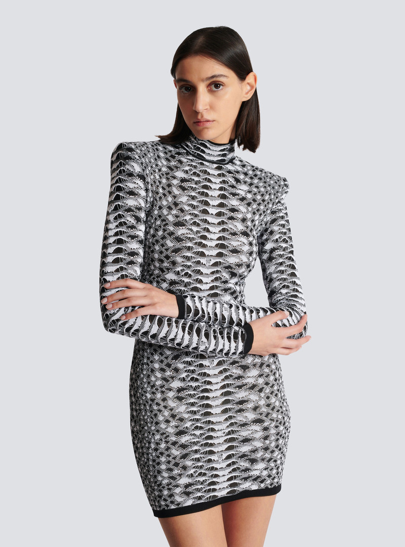 Short snakeskin textured knit dress 6