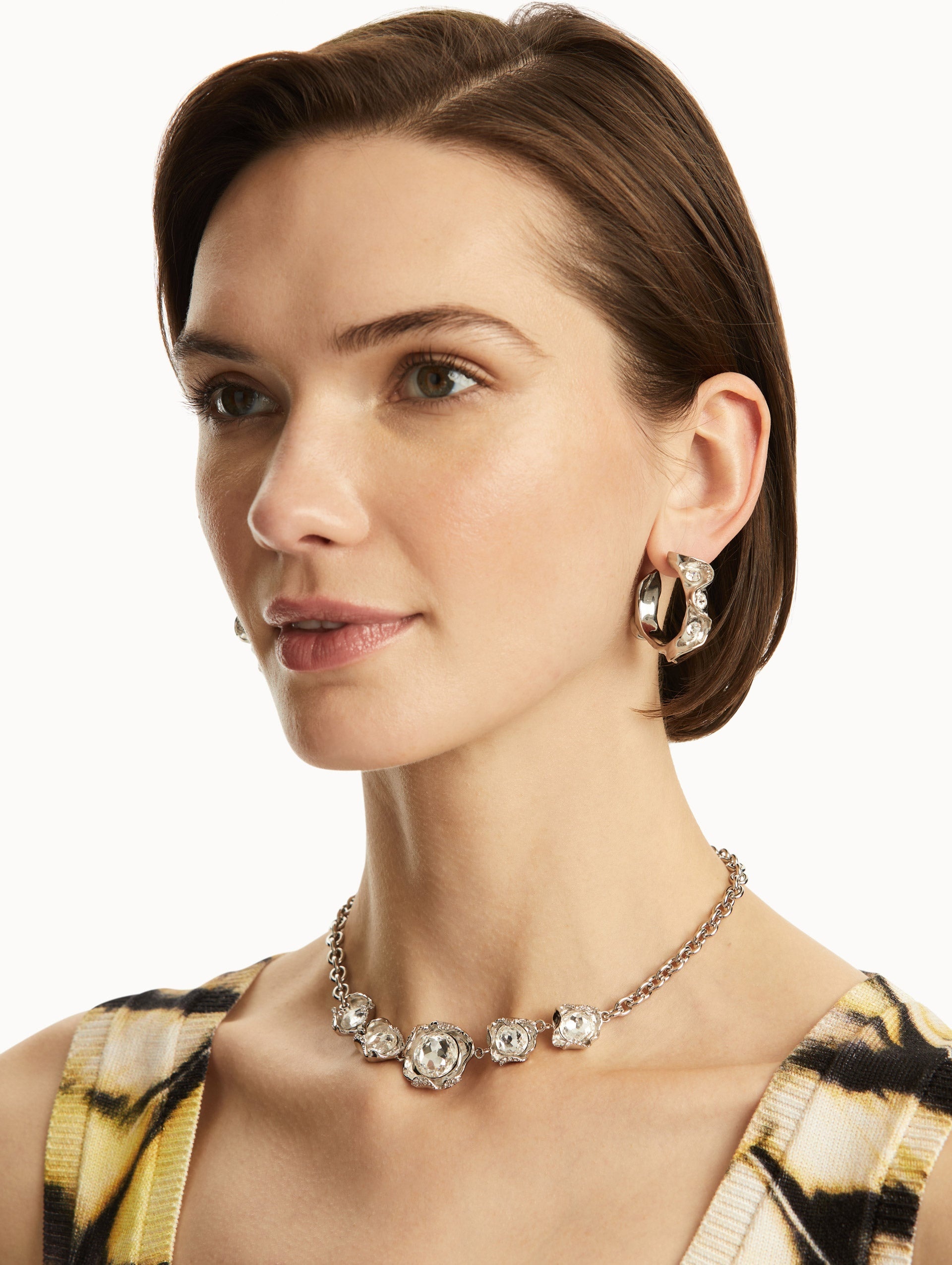 CRYSTAL NEST HOOP EARRINGS - 2