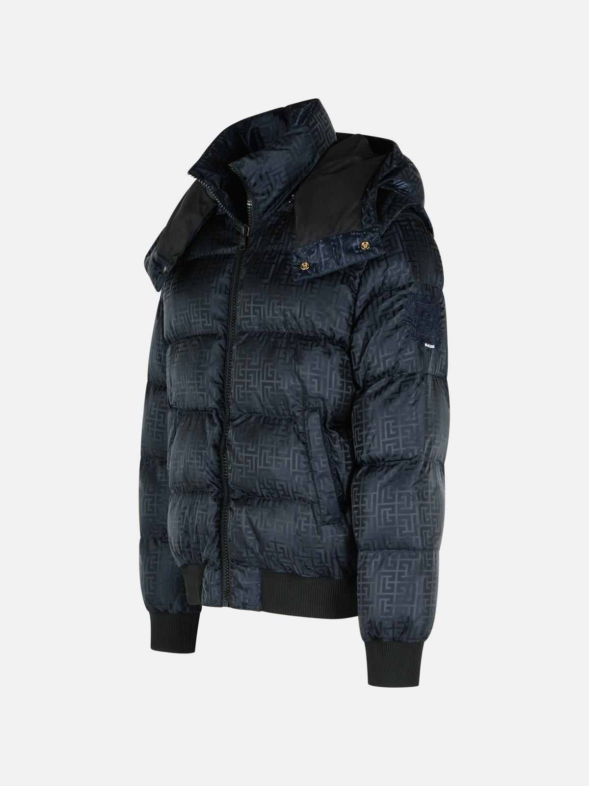 SHORT NYLON JACQUARD DOWN JACKET WITH BLACK MONOGRAM - 2