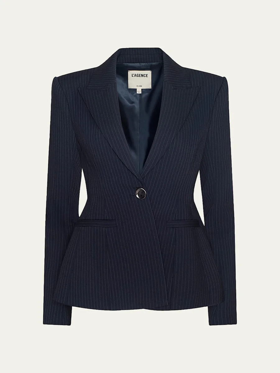 Therese Single-Breasted Pinstripe Blazer - 1