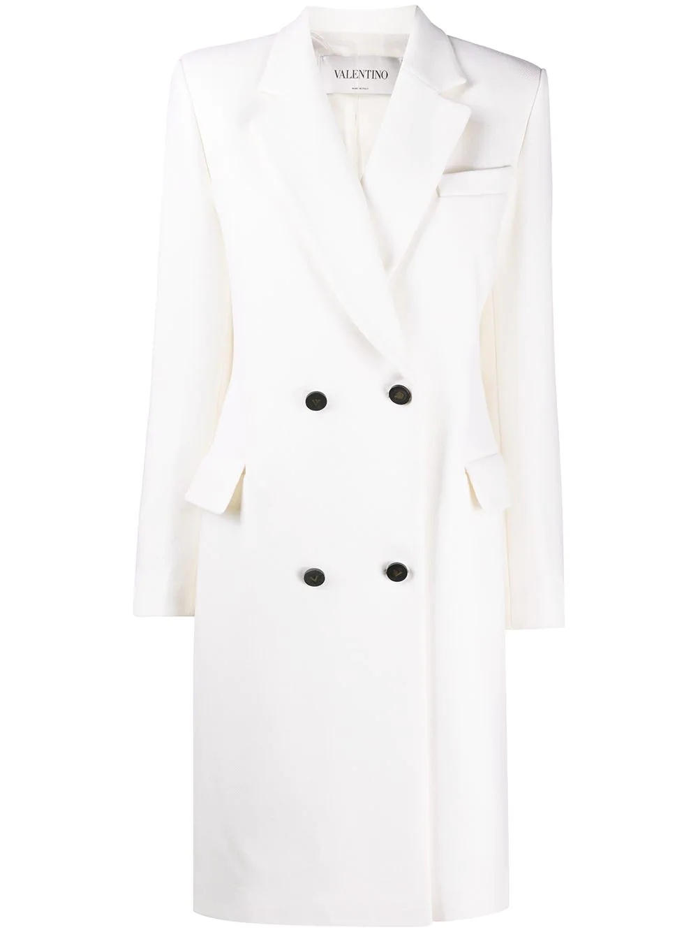 double-breasted mid-length coat - 1