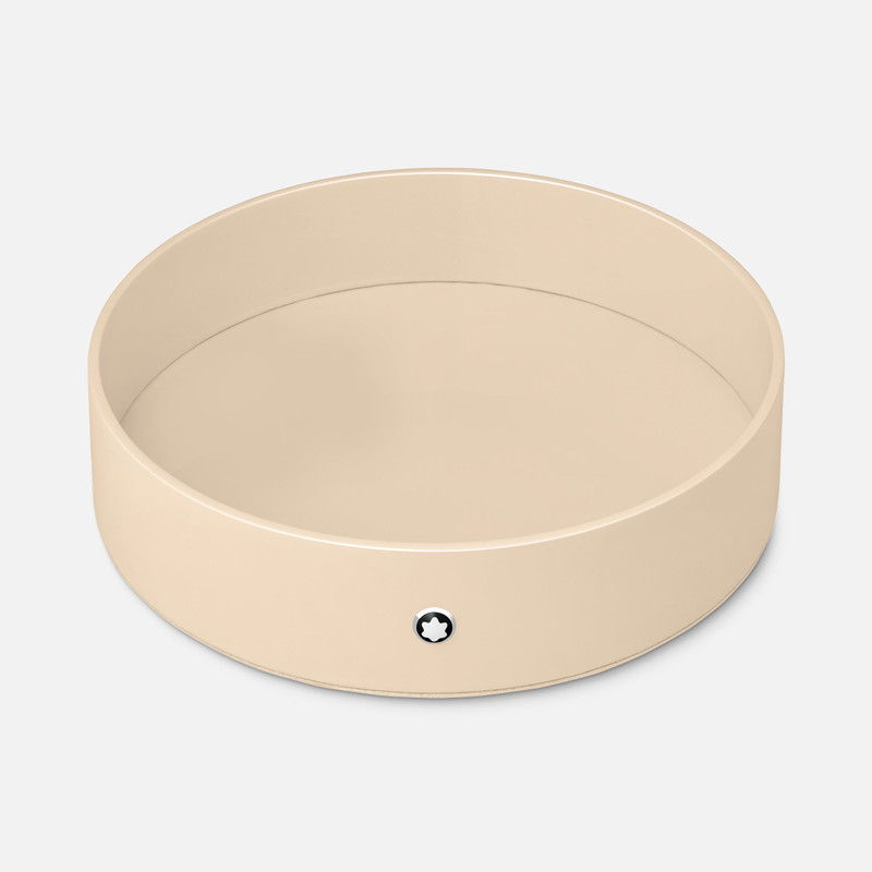 Round desk tray in ivory lacquer (Large) 1