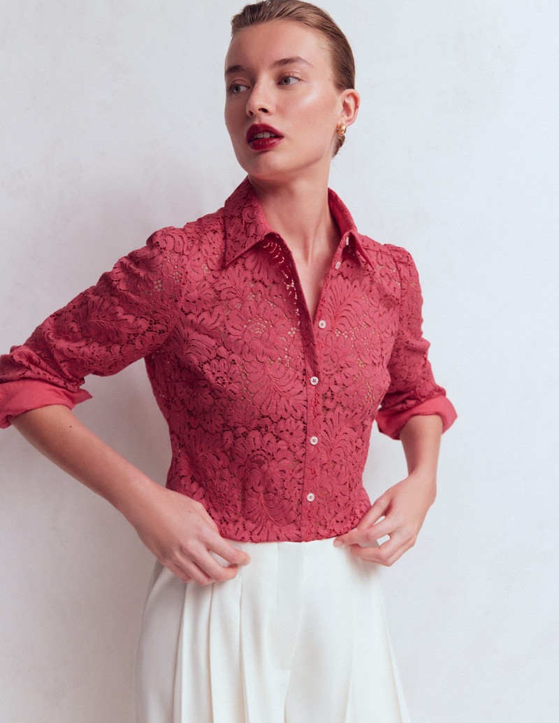 Cara Lace Shirt-Cherry Blush 6