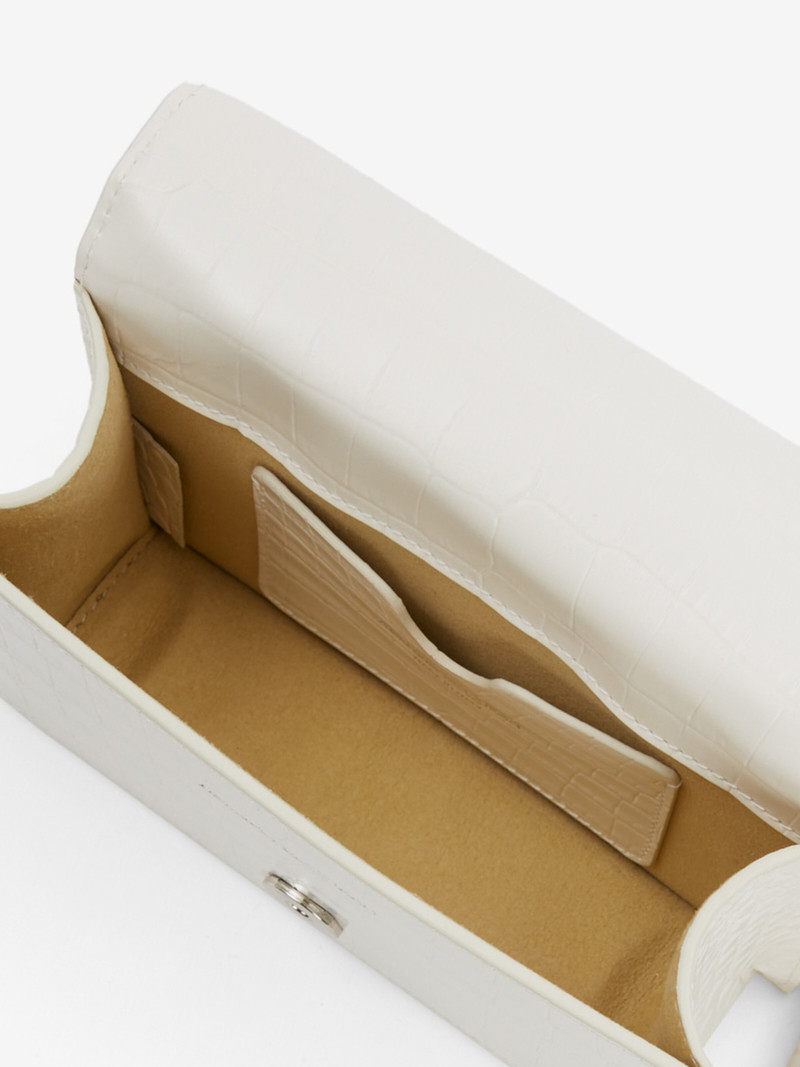 Women's Mini Jewelled Satchel With Chain in Ivory 4