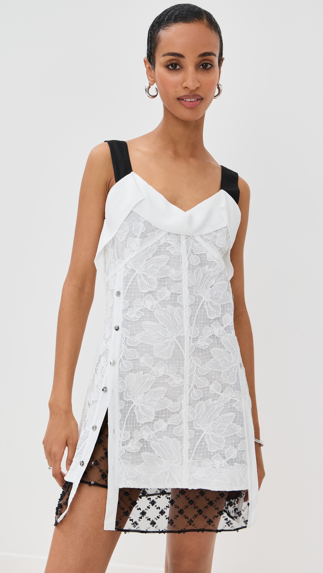 Corded Lace Organza Mini Dress - 6