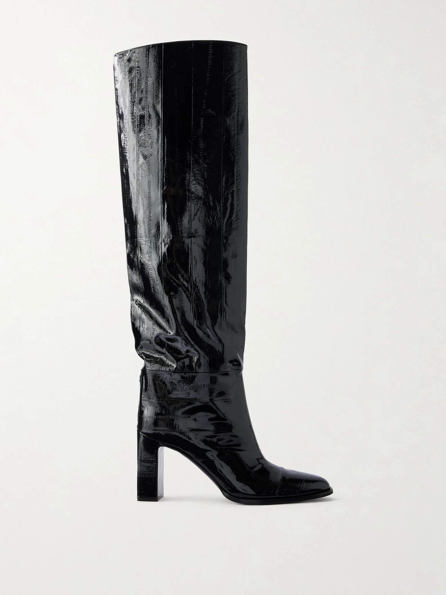 Caly 85 textured-leather knee boots Black - 1