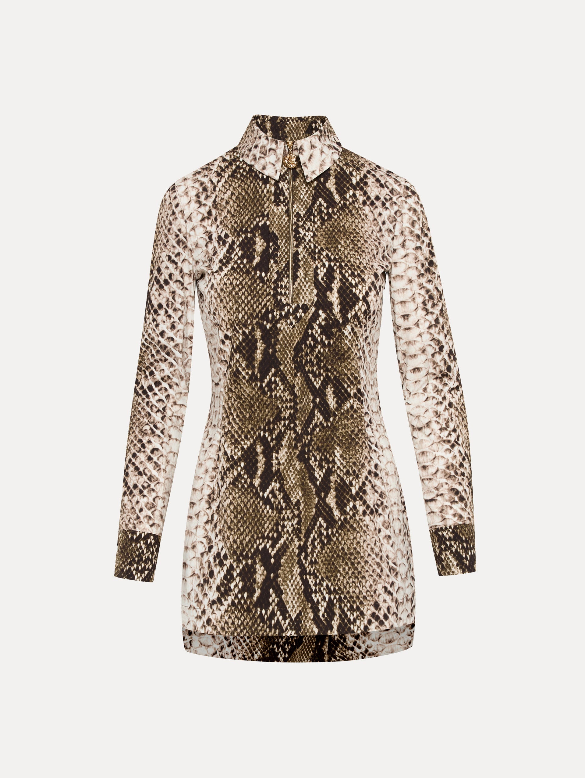 SNAKE COTTON POPLIN SHIRT DRESS - 1