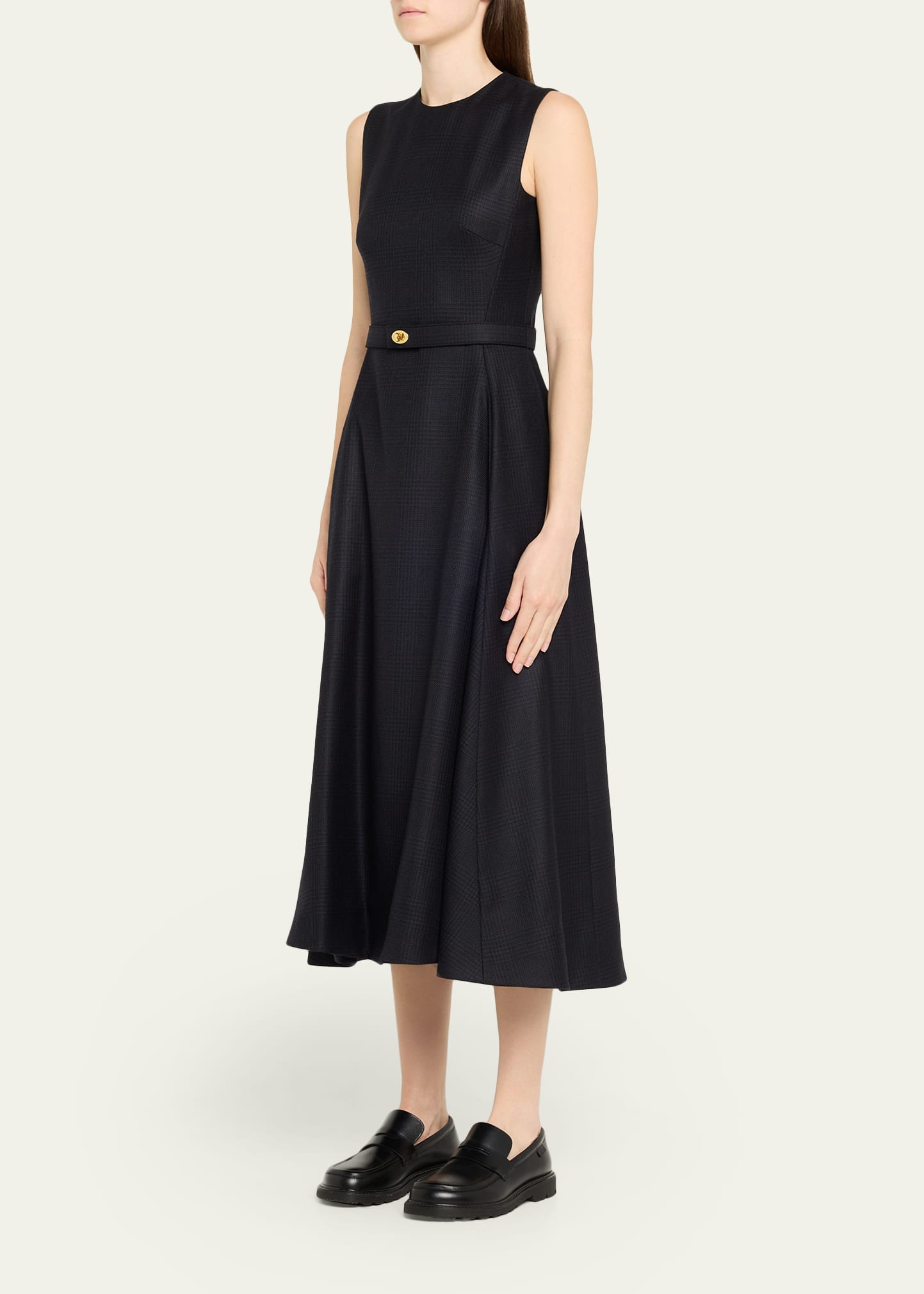 Amelia Prince Of Wales Belted Sleeveless Midi Dress - 4