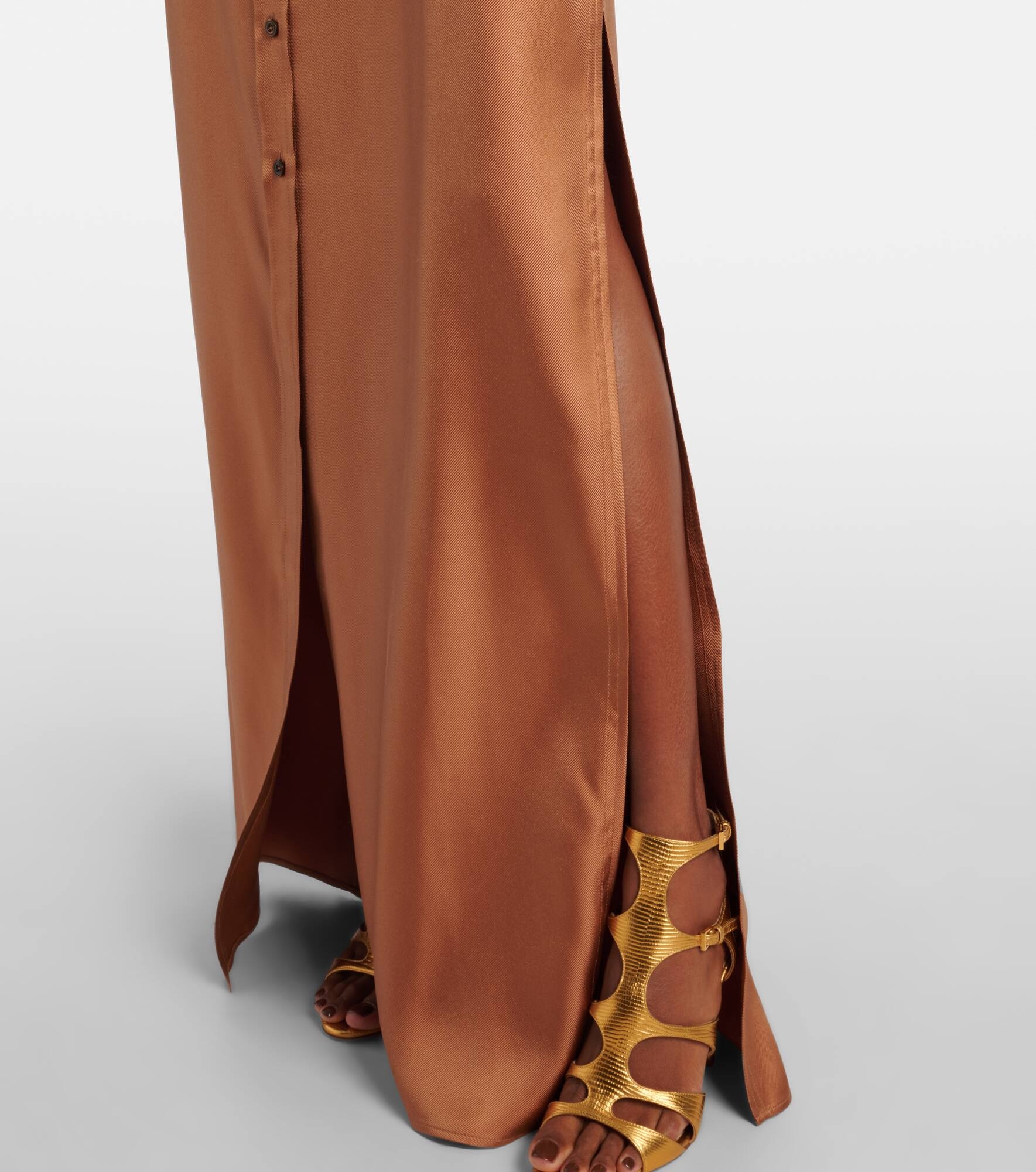 Belted silk twill shirt dress - 5