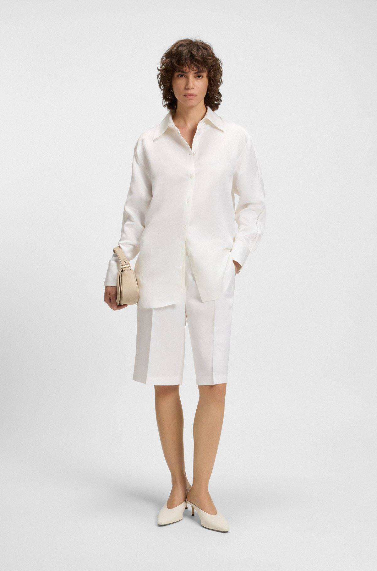 TAILORED BLOUSE WITH CROCHET-EFFECT TRIMS - 3