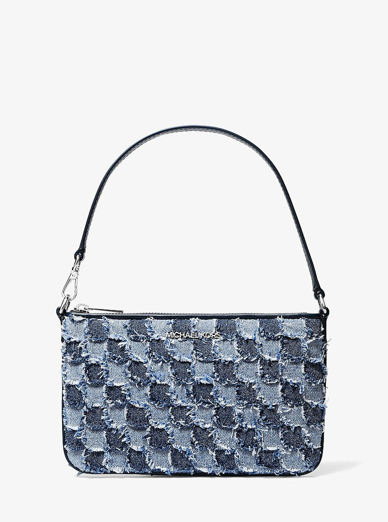 Jet Set Travel Small Patchwork Denim Convertible Wristlet 1