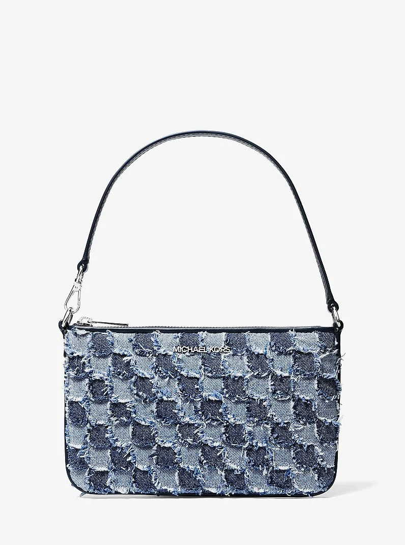 Jet Set Travel Small Patchwork Denim Convertible Wristlet - 1