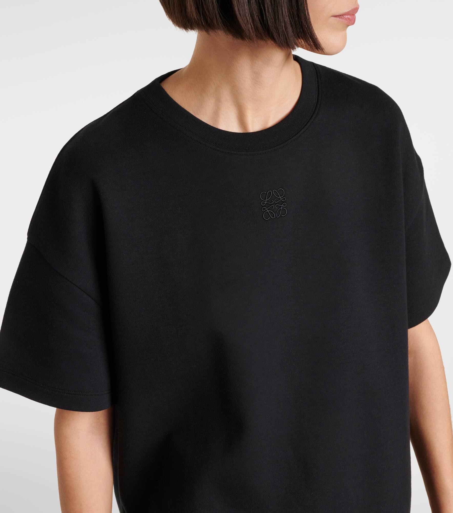 Asymmetric cotton-blend T-shirt - 4