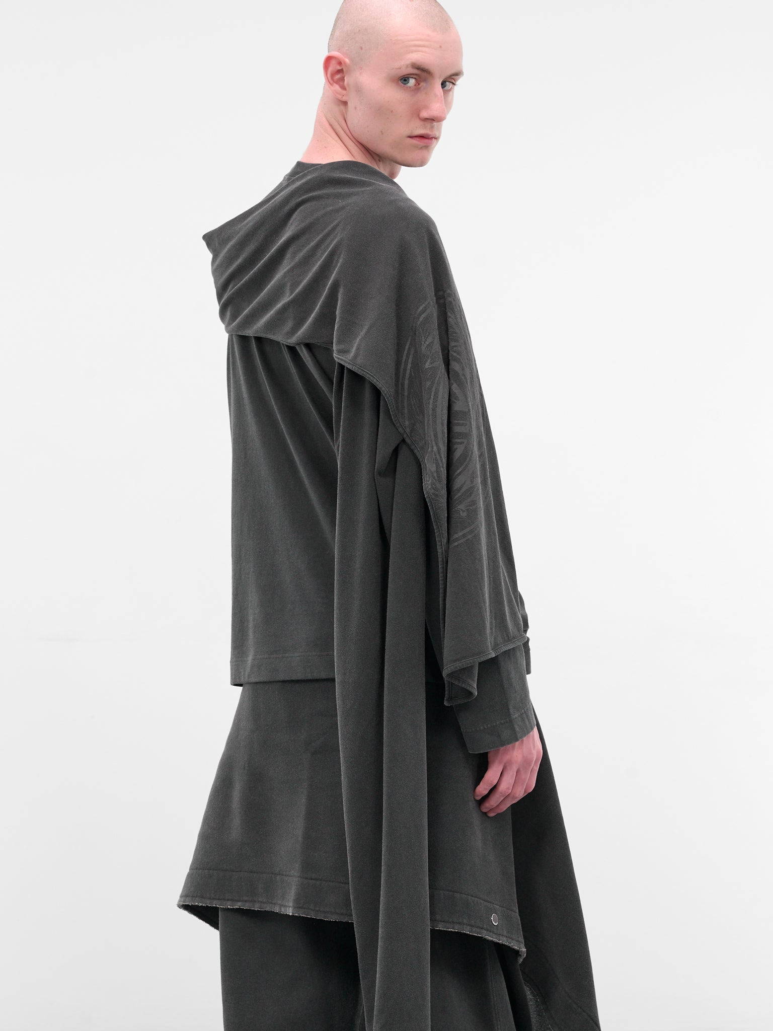 Black Draped Scarf Logo Tee - 5