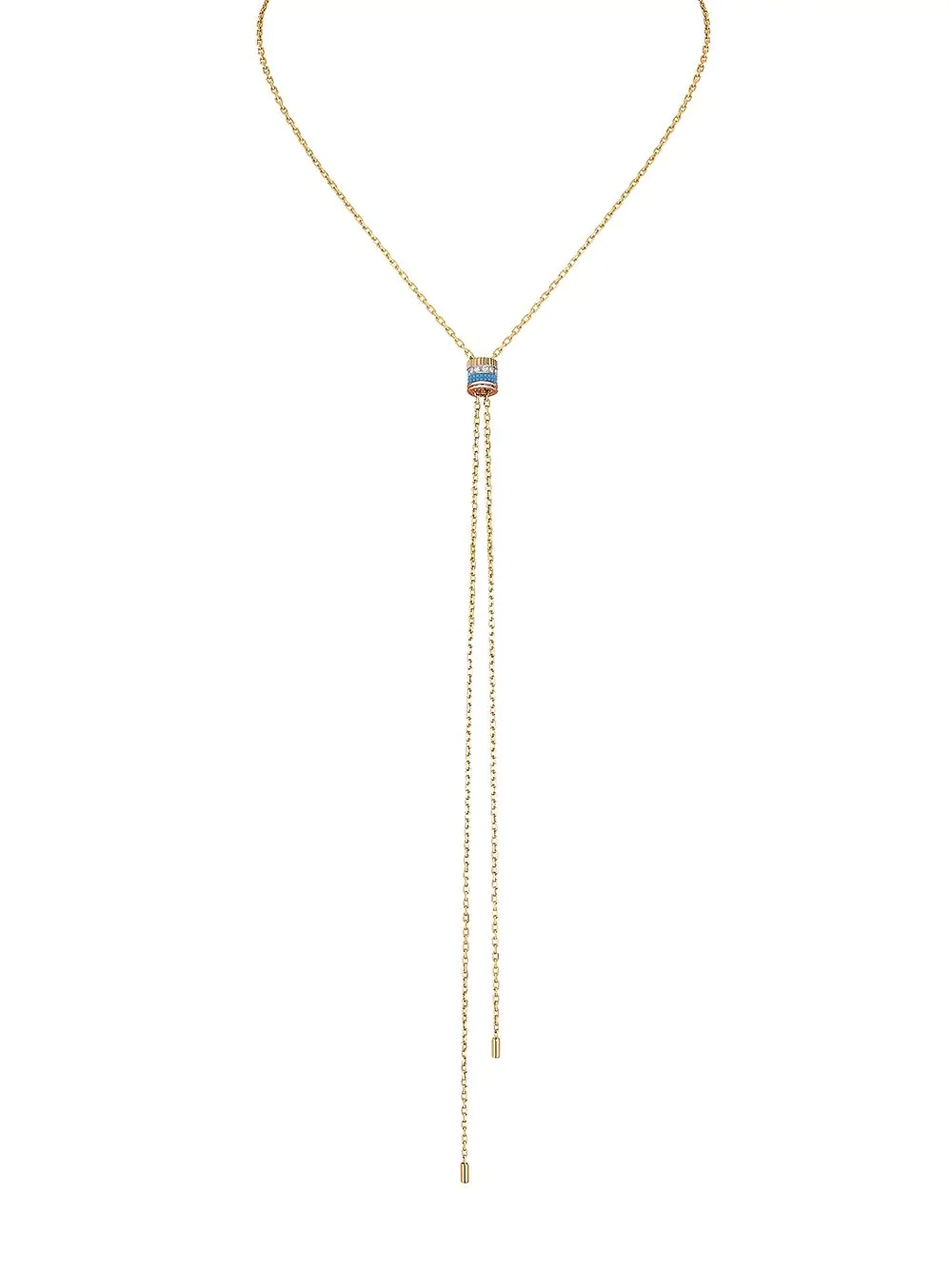 18kt yellow gold Quatre Blue Edition diamond mini tie necklace - 1