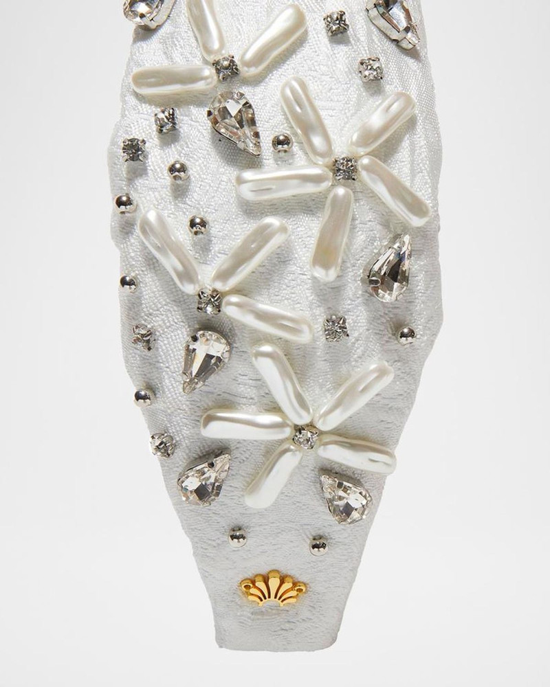 Knotted Pearl Floral Brocade Headband 3