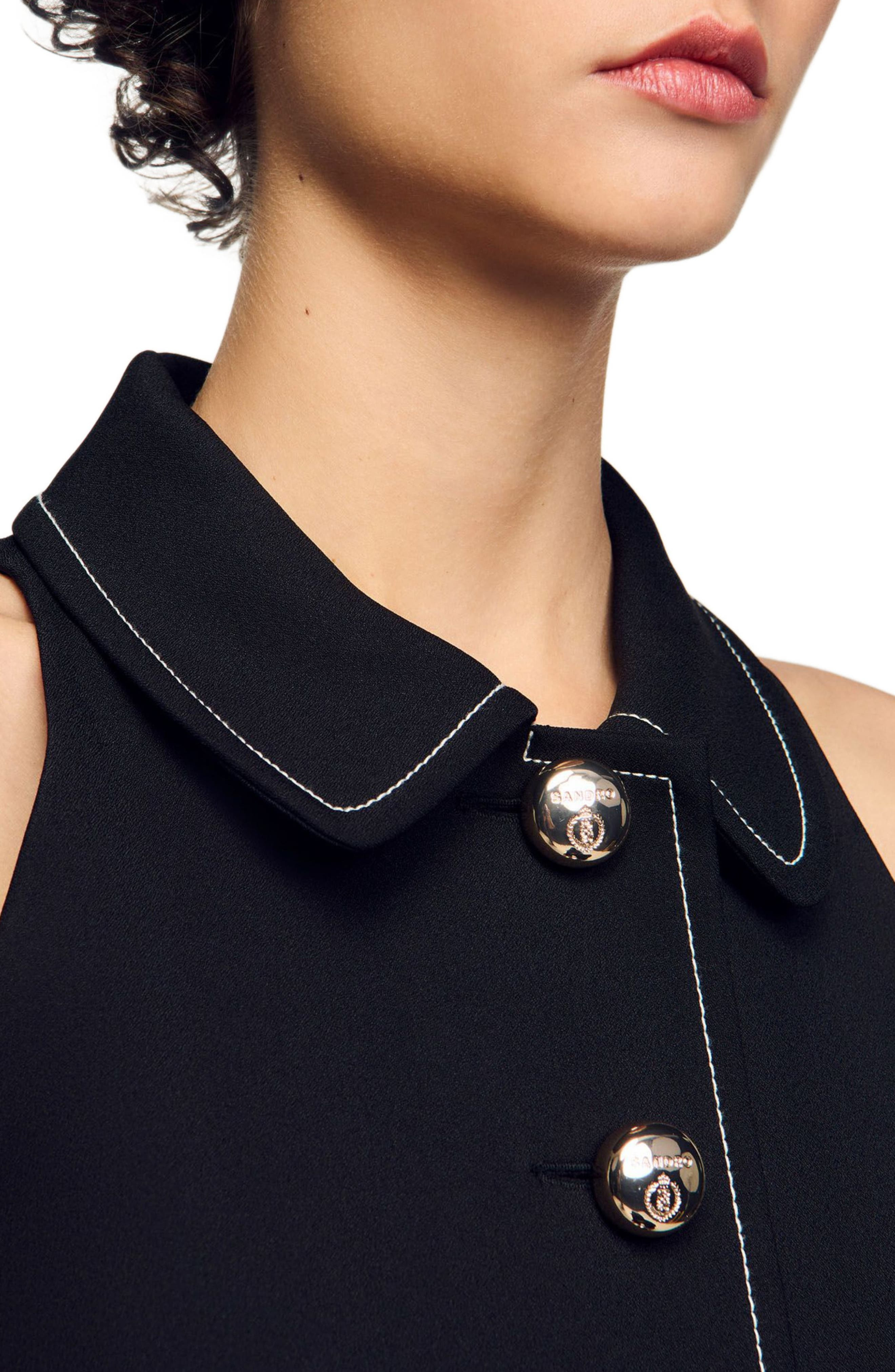SANDRO Peter Pan collar short dress in Black at Nordstrom - 4