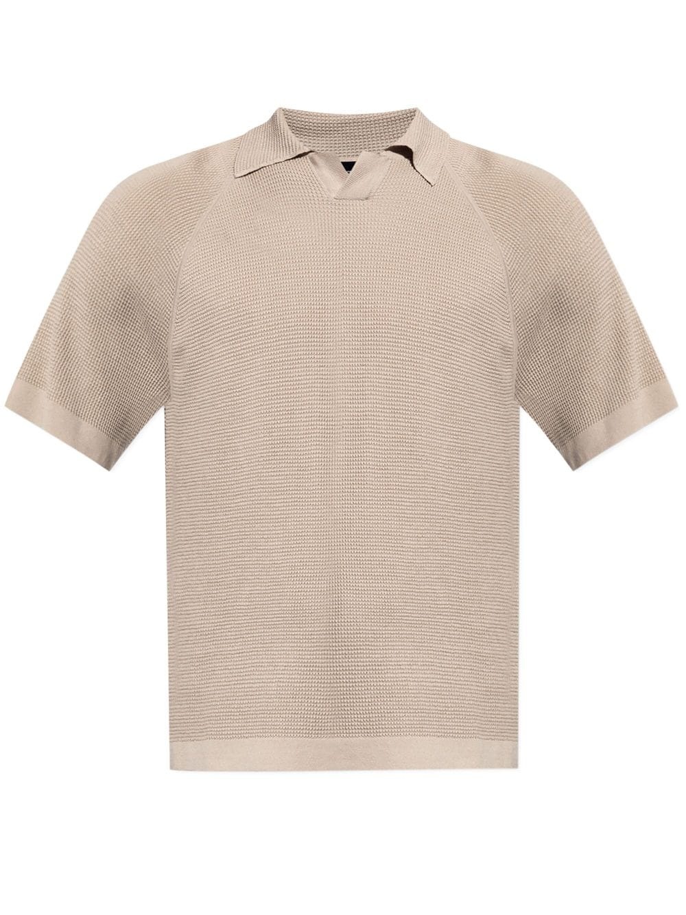 short-sleeve pointelle-knit polo shirt - 1