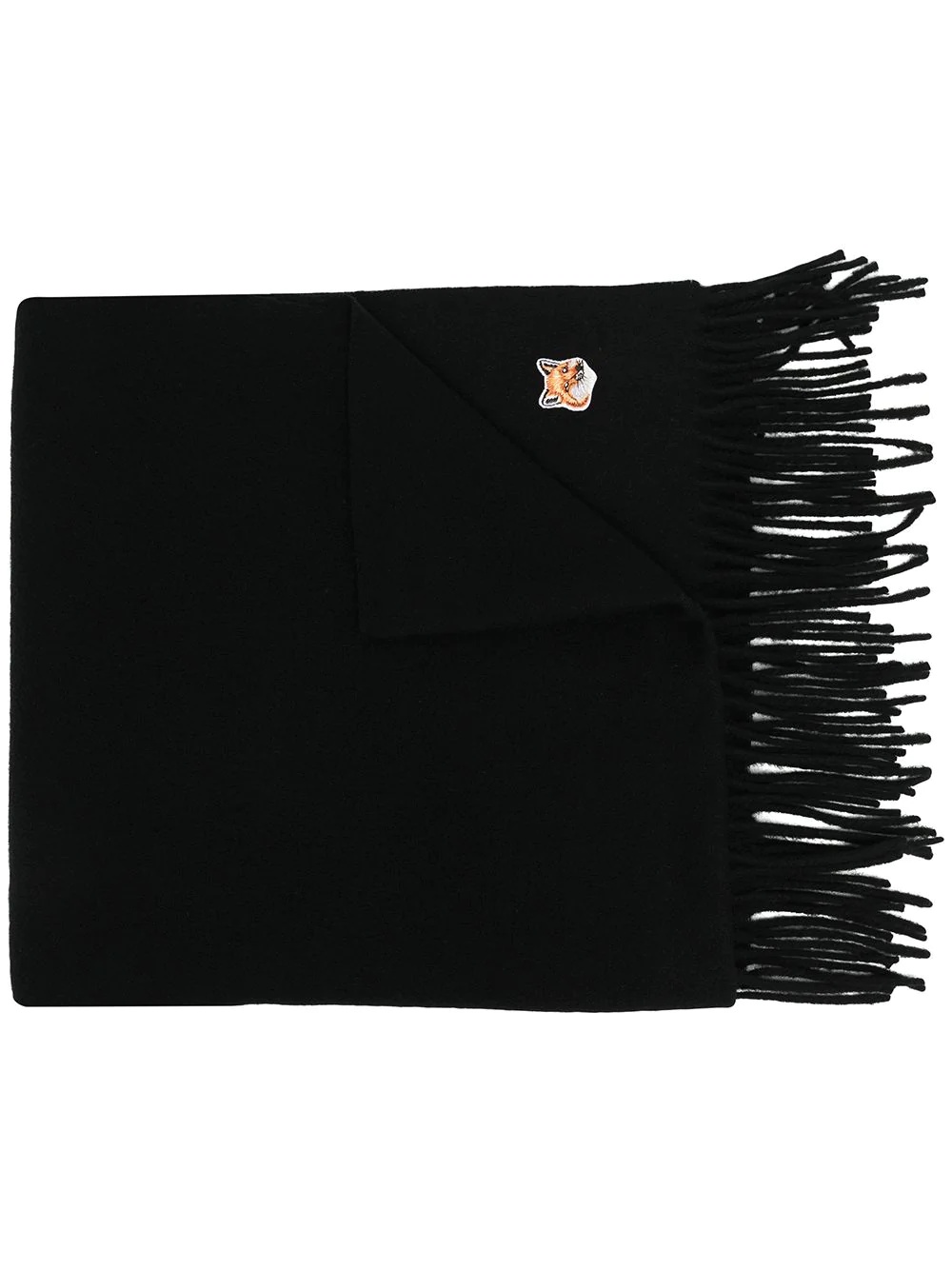 embroidered logo fringed scarf - 1