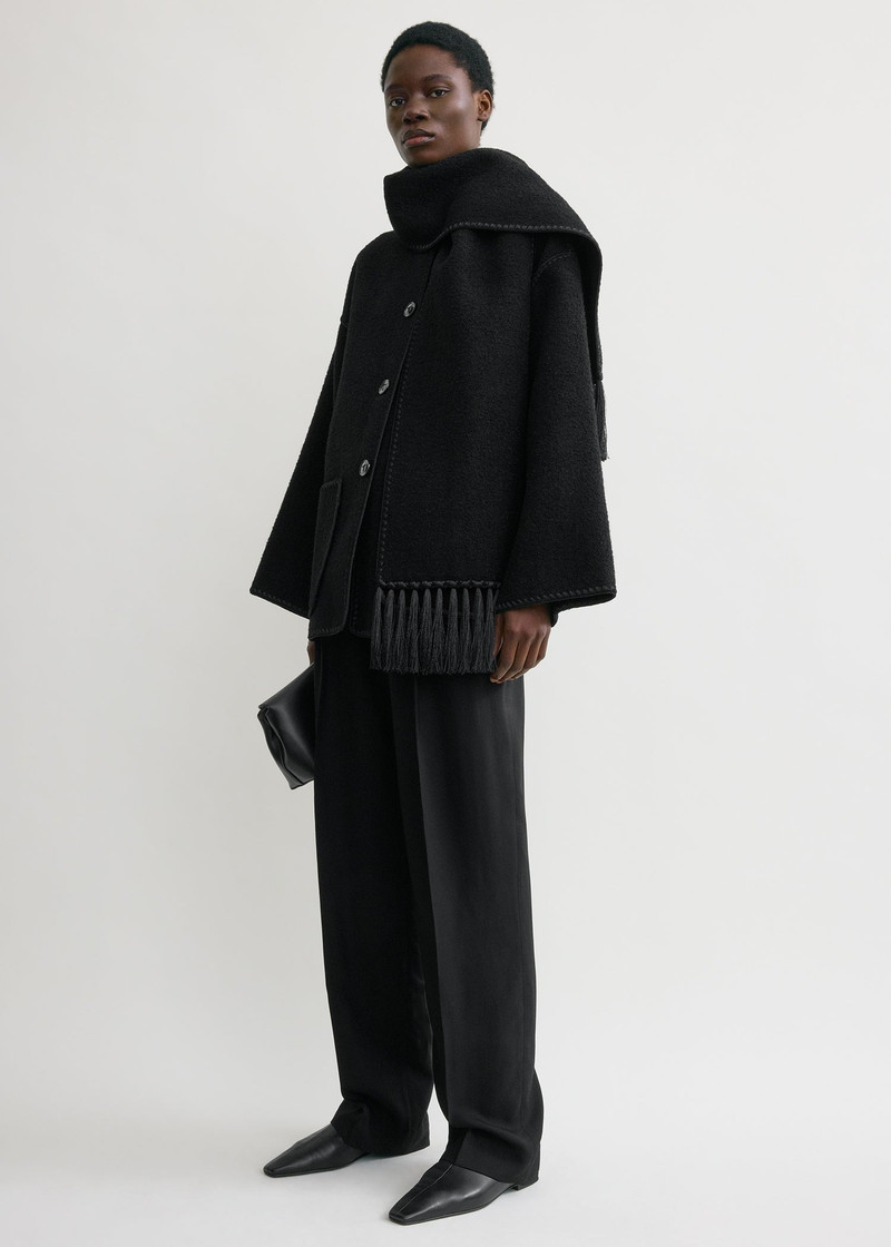 Totême Embroidered scarf jacket black outlook