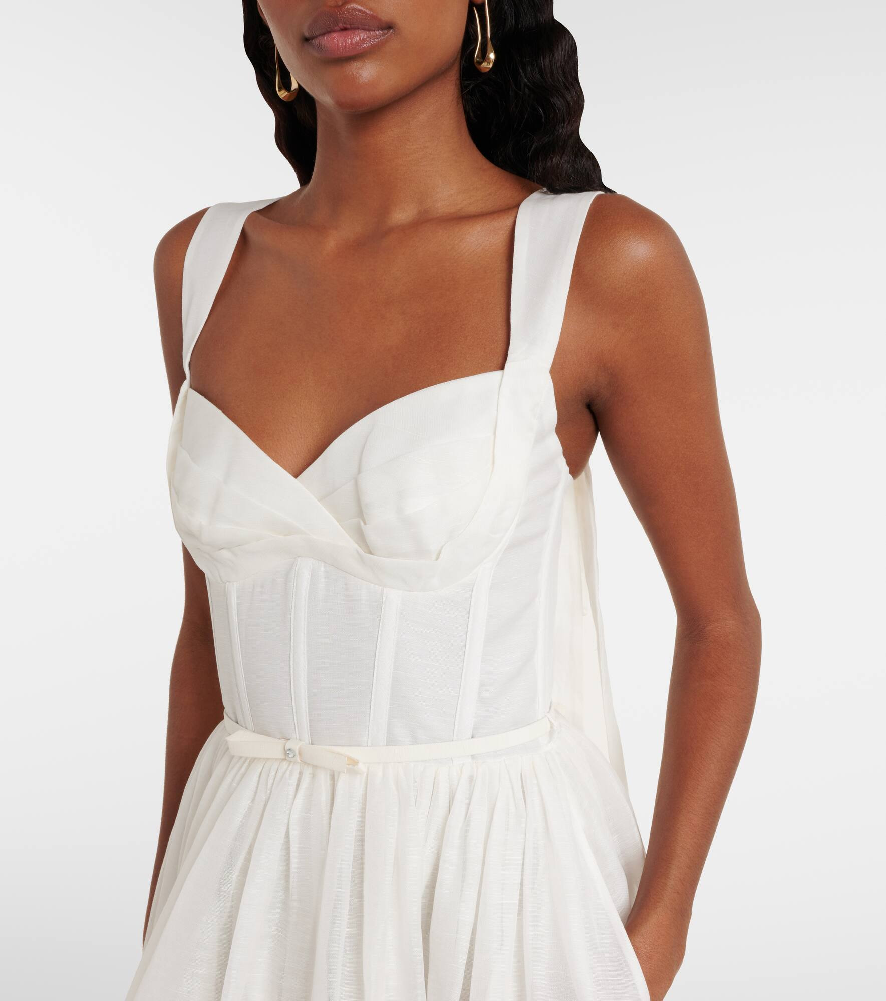 Dawning linen and silk midi dress - 4