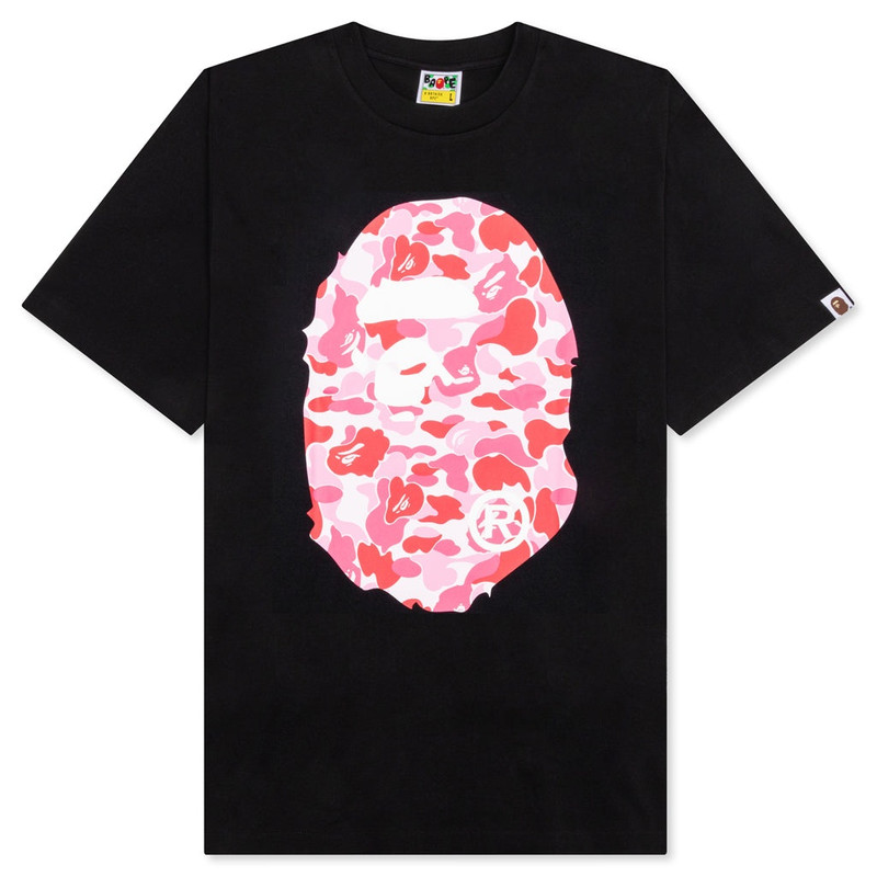 ABC CAMO BIG APE HEAD TEE - BLACK/PINK - 1