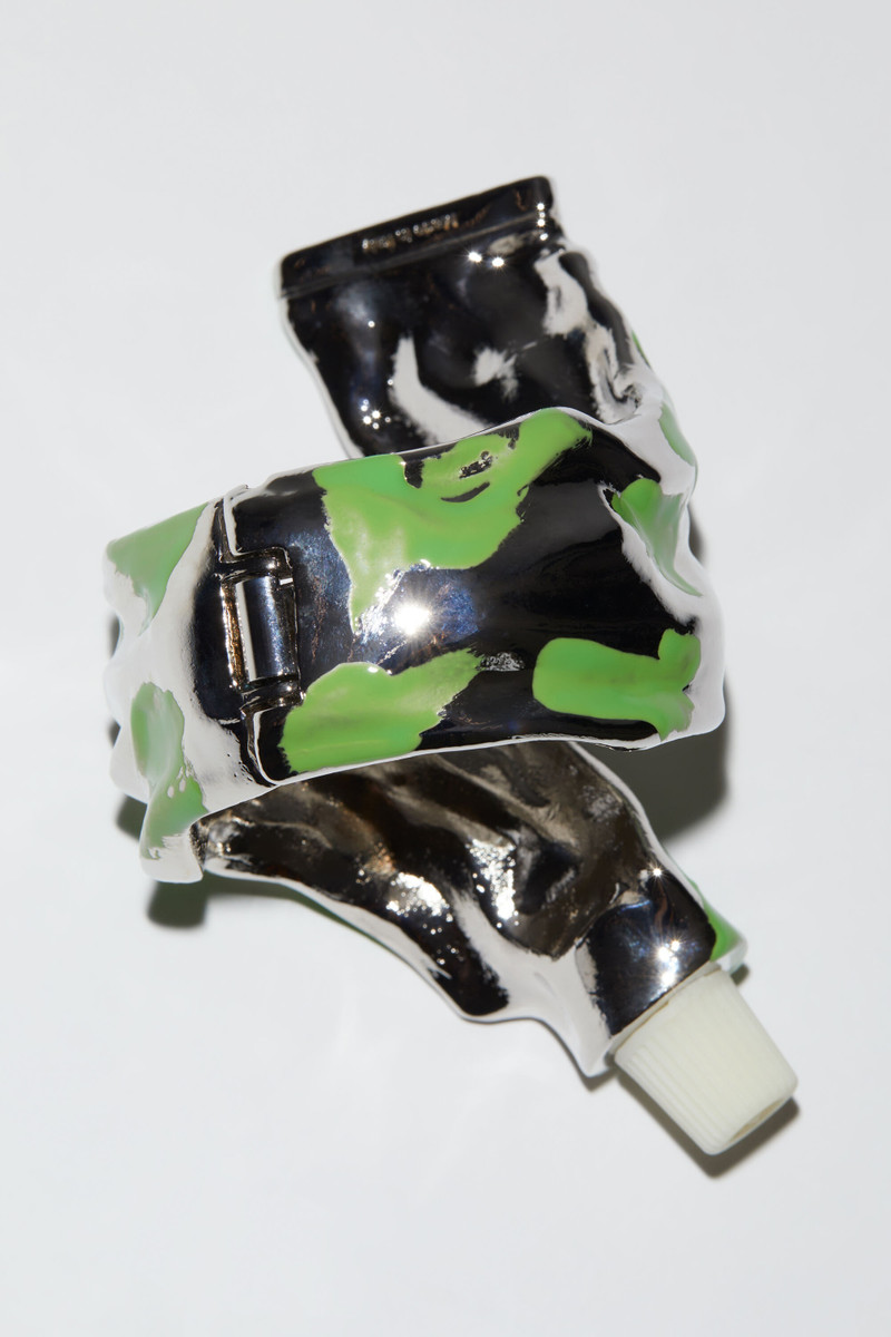 Paint tube bracelet - Silver/green 3