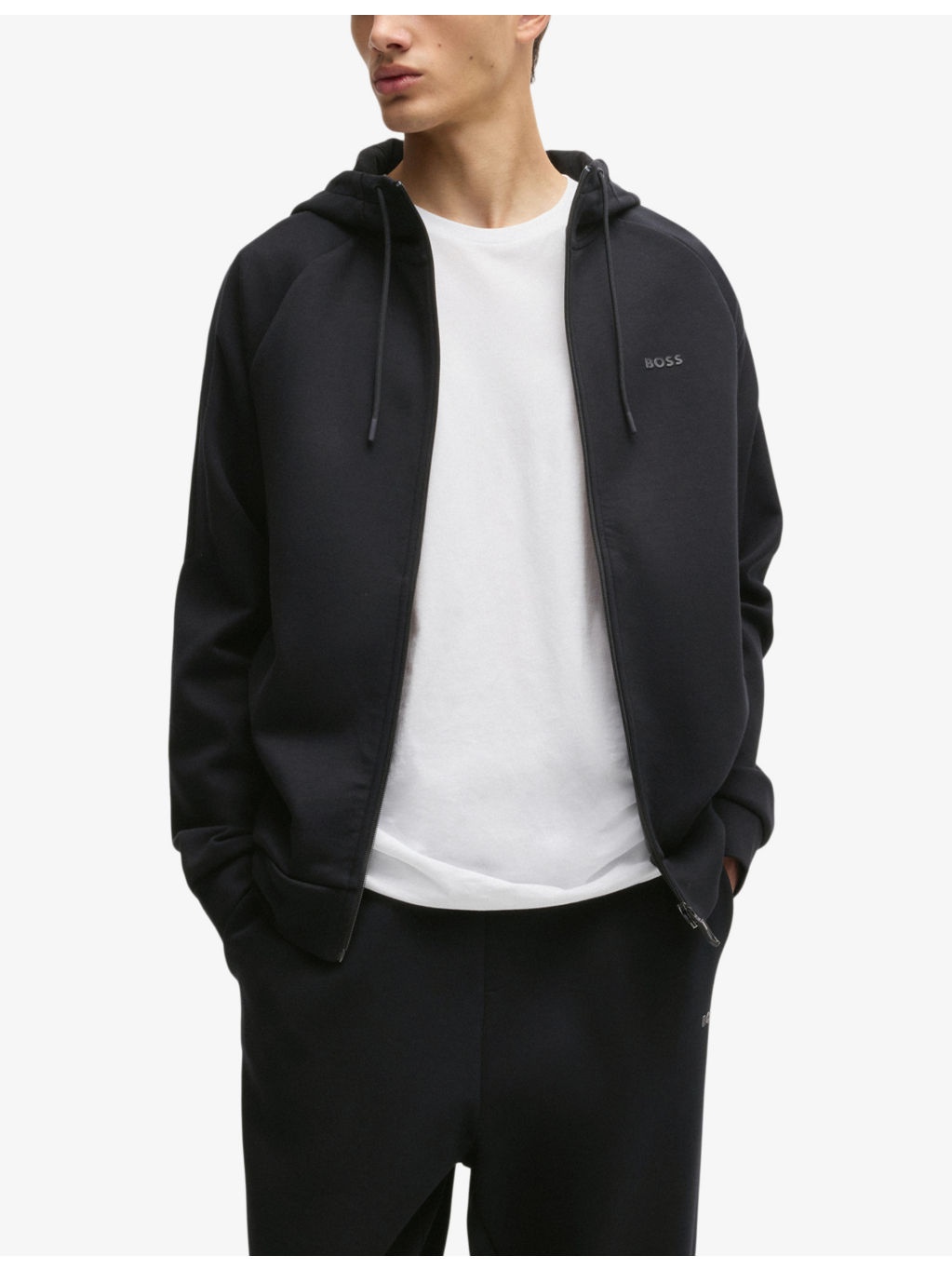 Brand-print zipped stretch-cotton hoody - 3