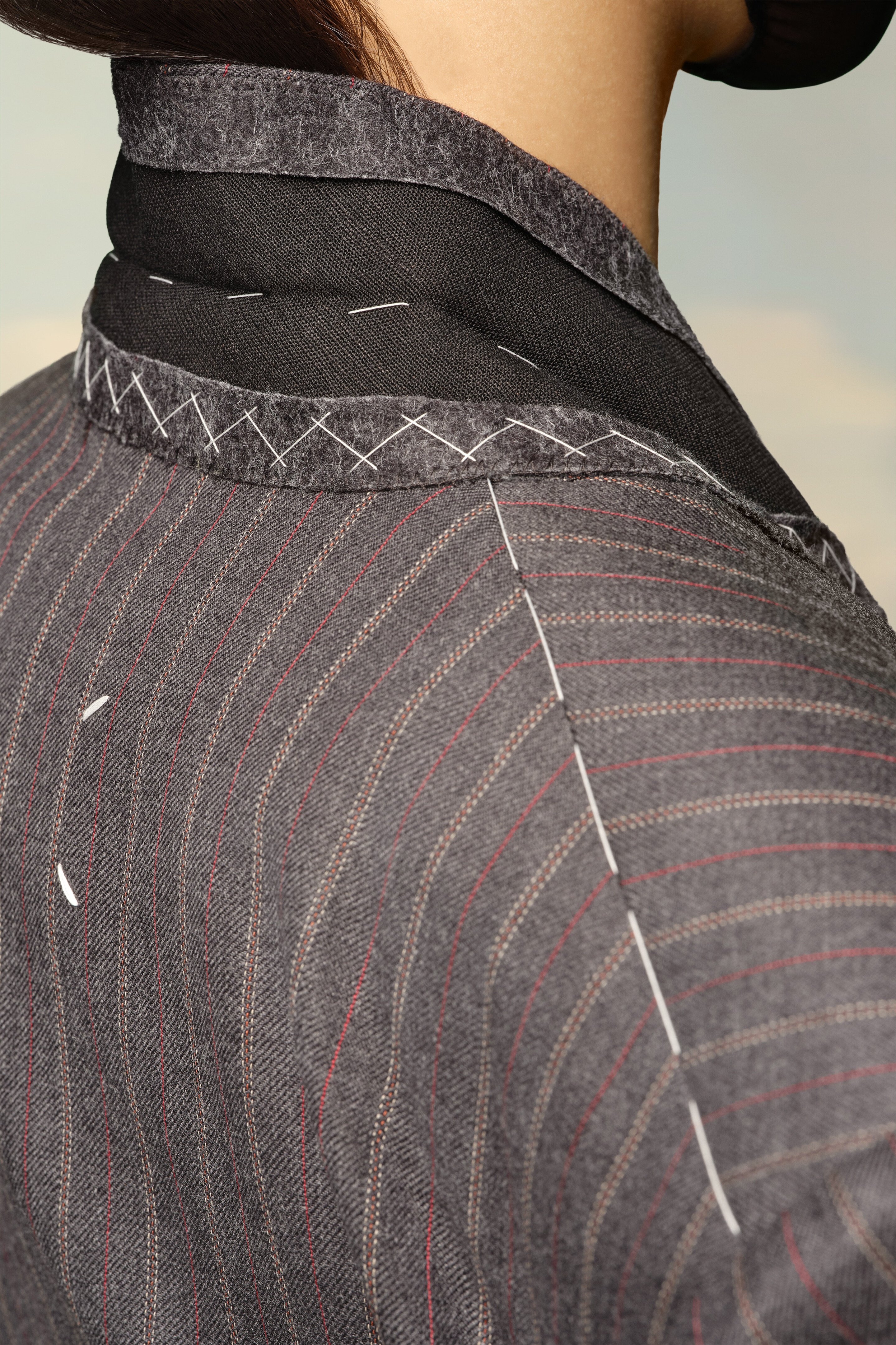 Spliced Pinstripe Wool Blazer - 7