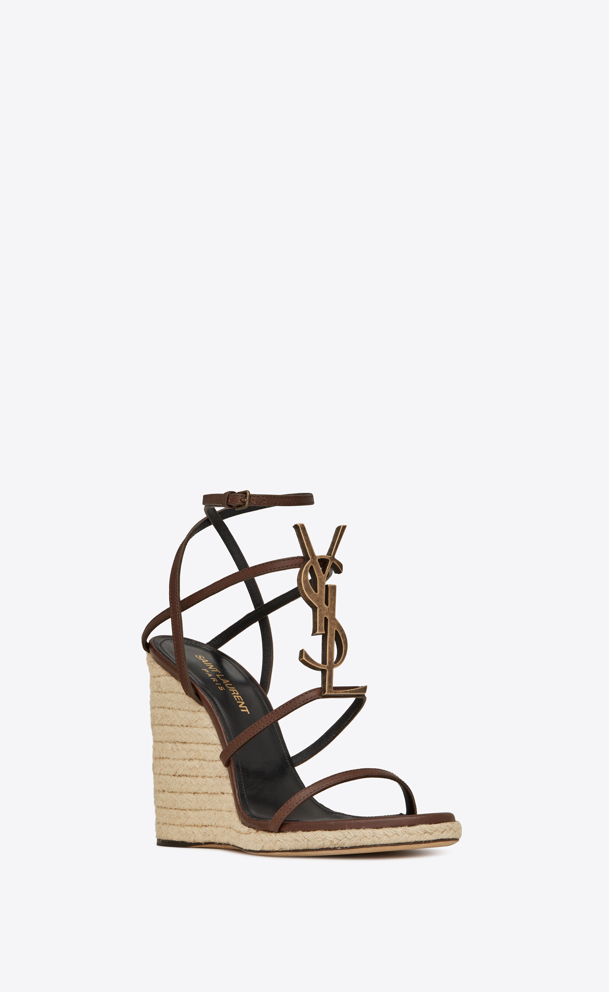 cassandra wedge espadrilles with gold logo in leather - 3