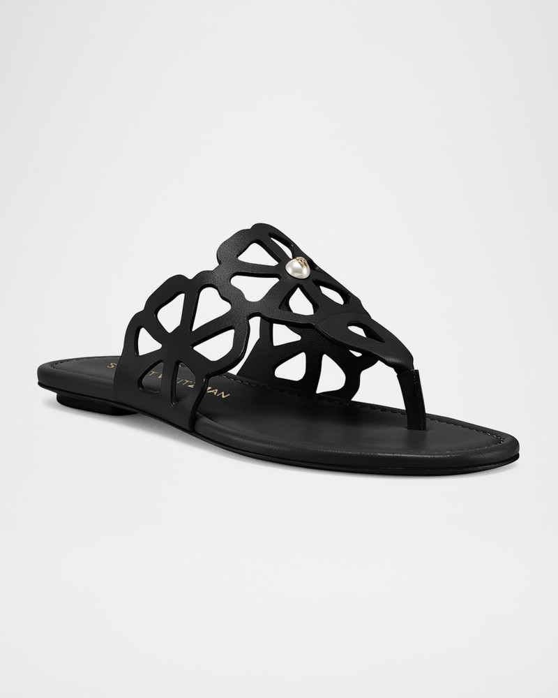 Stuart Weitzman Jasmine Leather Cutout Thong Sandals outlook