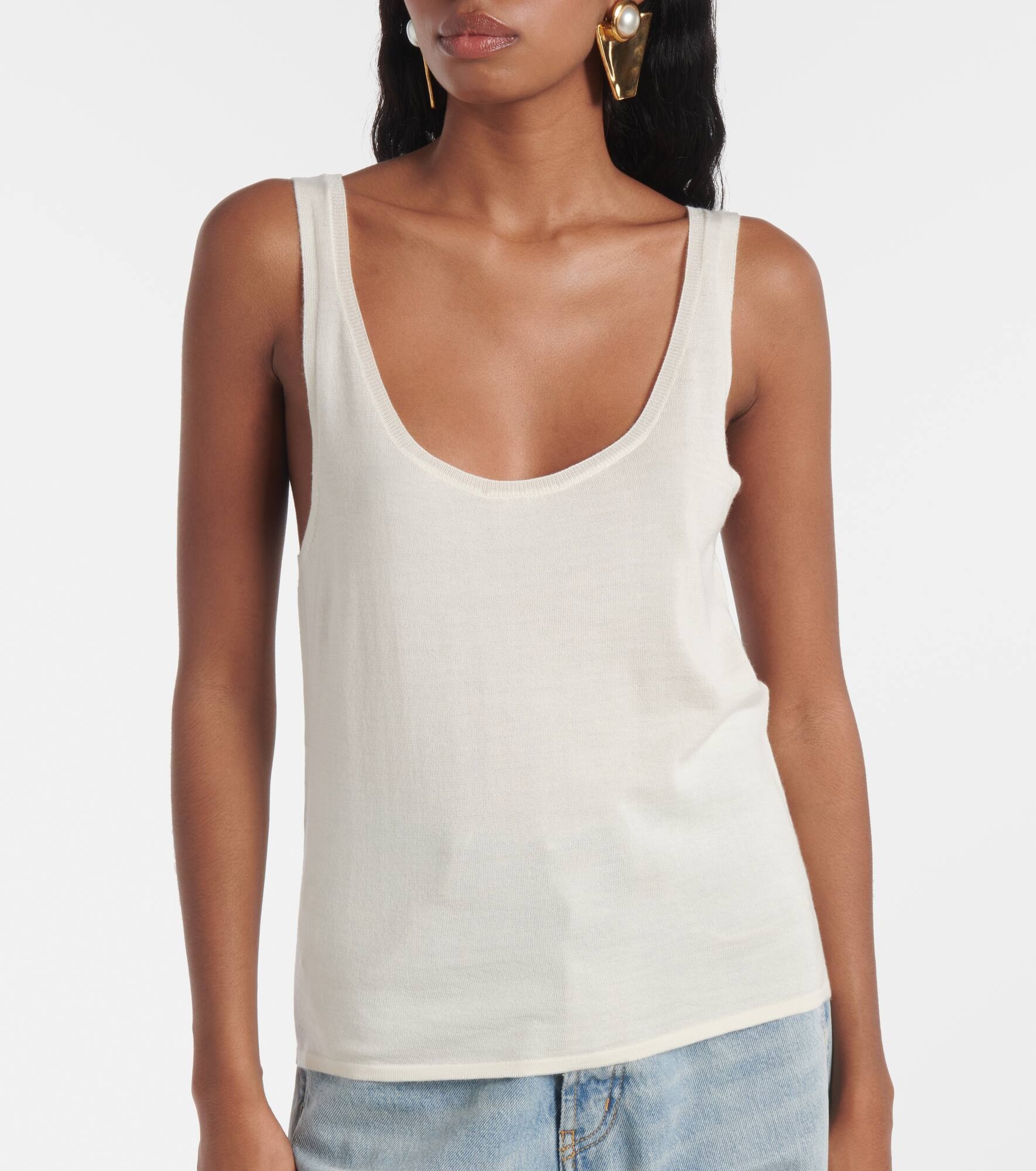 SAINT LAURENT Cashmere, wool, and silk tank top | mytheresa