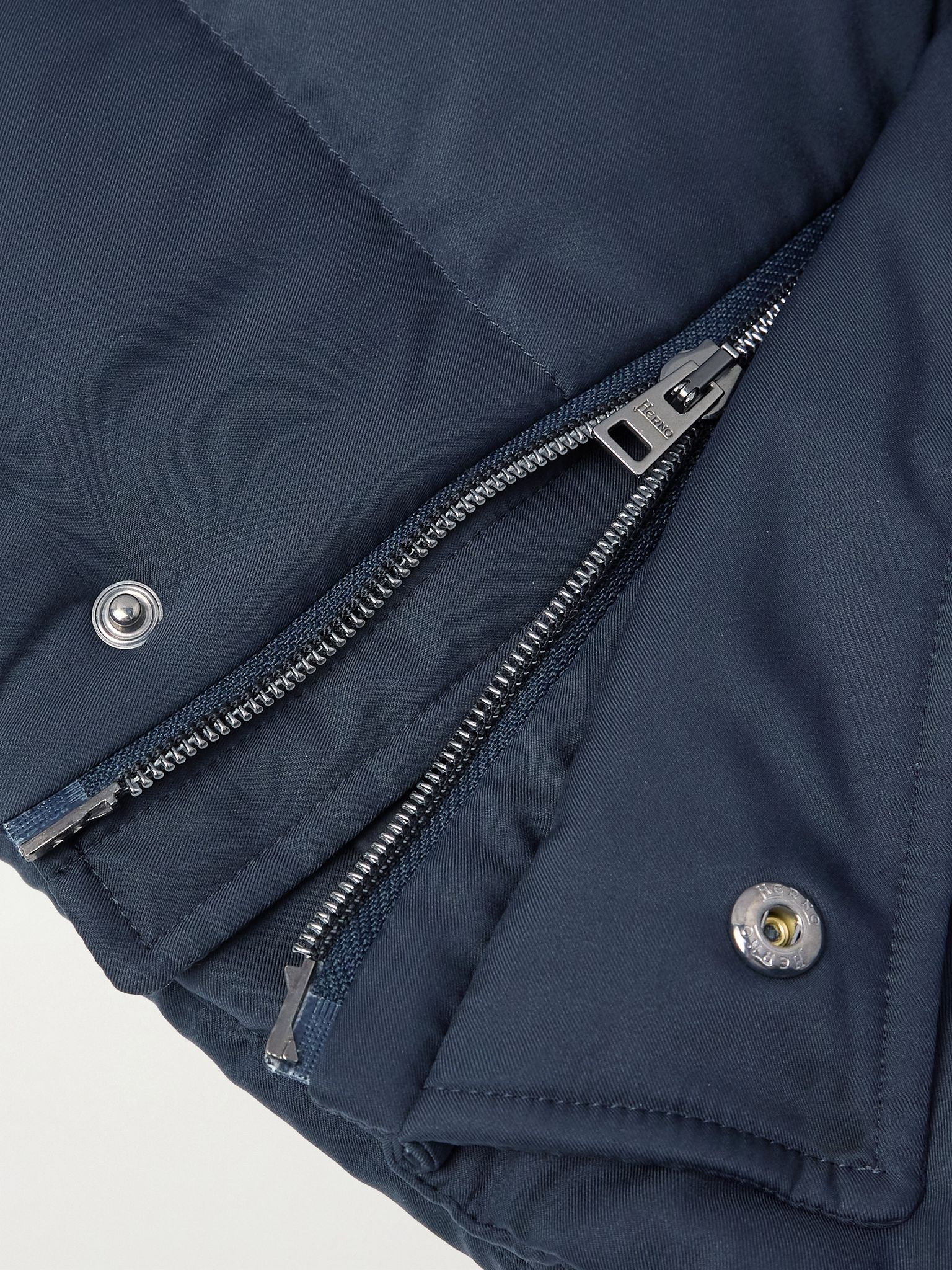 Plush-Trimmed Quilted Twill Down Jacket Navy - 5