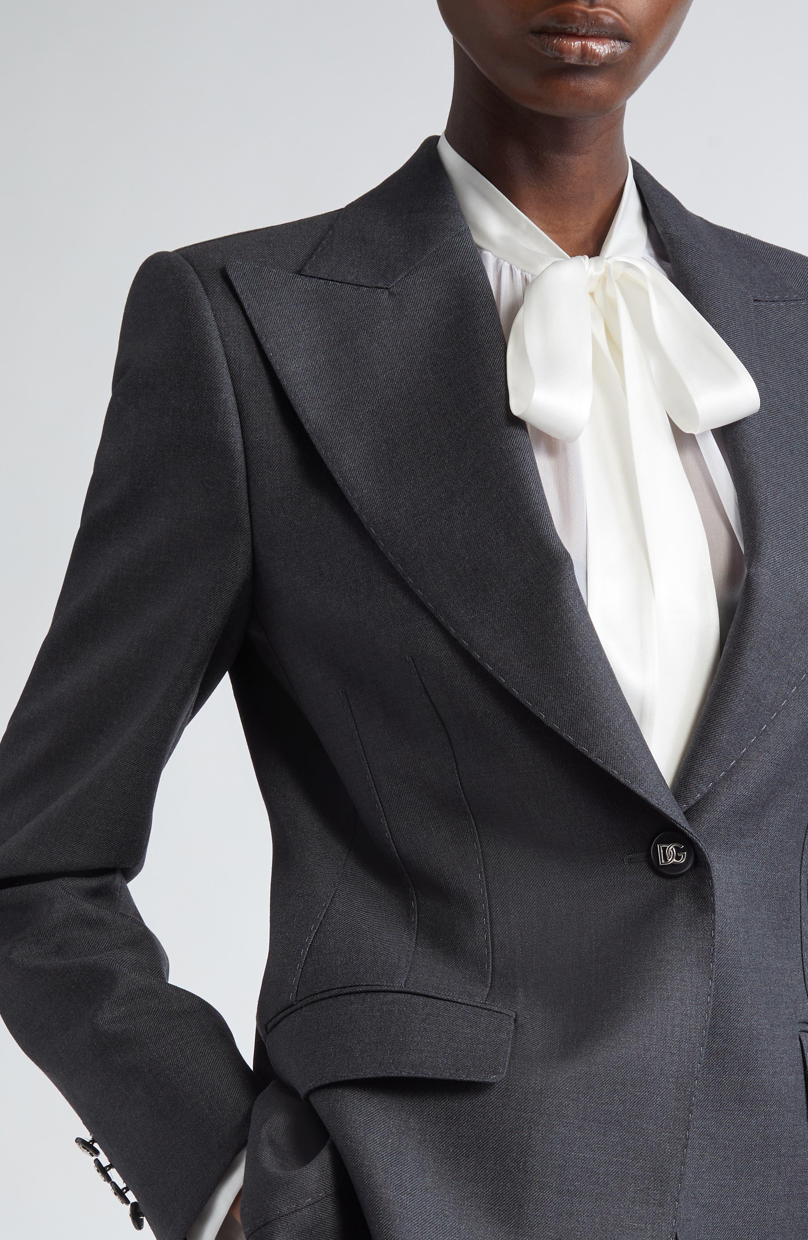 Dolce&Gabbana Turlington Single Breasted Virgin Wool Blazer in S8290 Melange Grigi at Nordstrom - 5