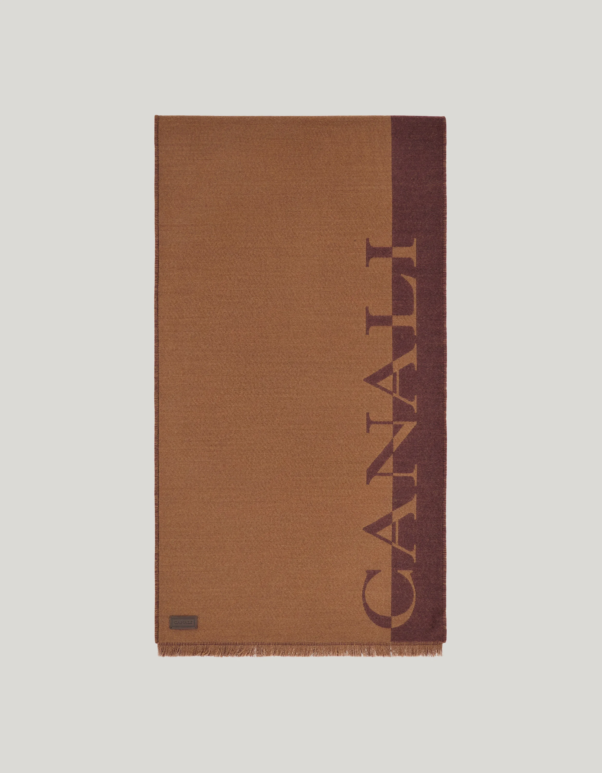 BEIGE PURE WOOL DOUBLE EFFECT SCARF - 1