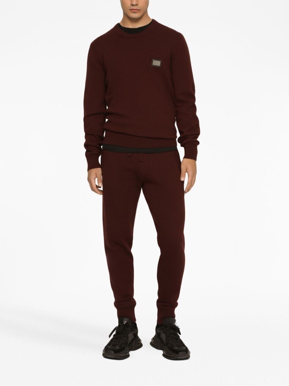 logo-plaque knitted track pants - 2