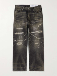 DARK FOG★Distressed Dirty Dyed Loose Straight Jeans DF5 NEIGHBORHOOD Wide-Leg Distressed Jeans | REVERSIBLE