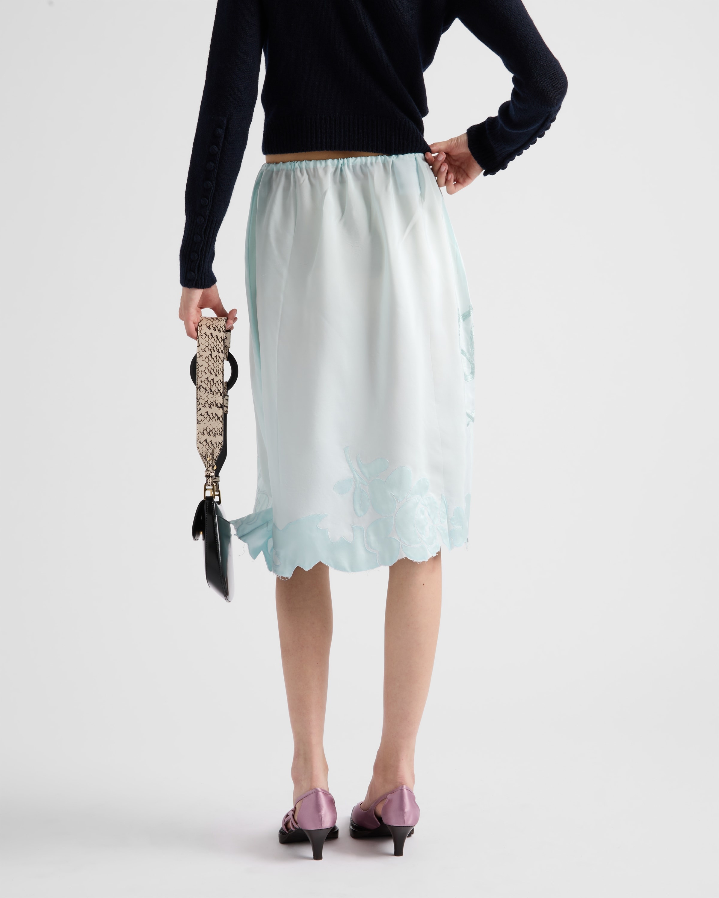 Embroidered silk habutai skirt - 5