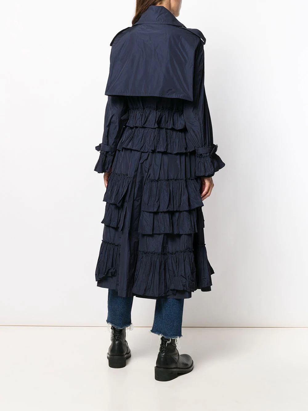 double-breasted pleated trench coat - 4
