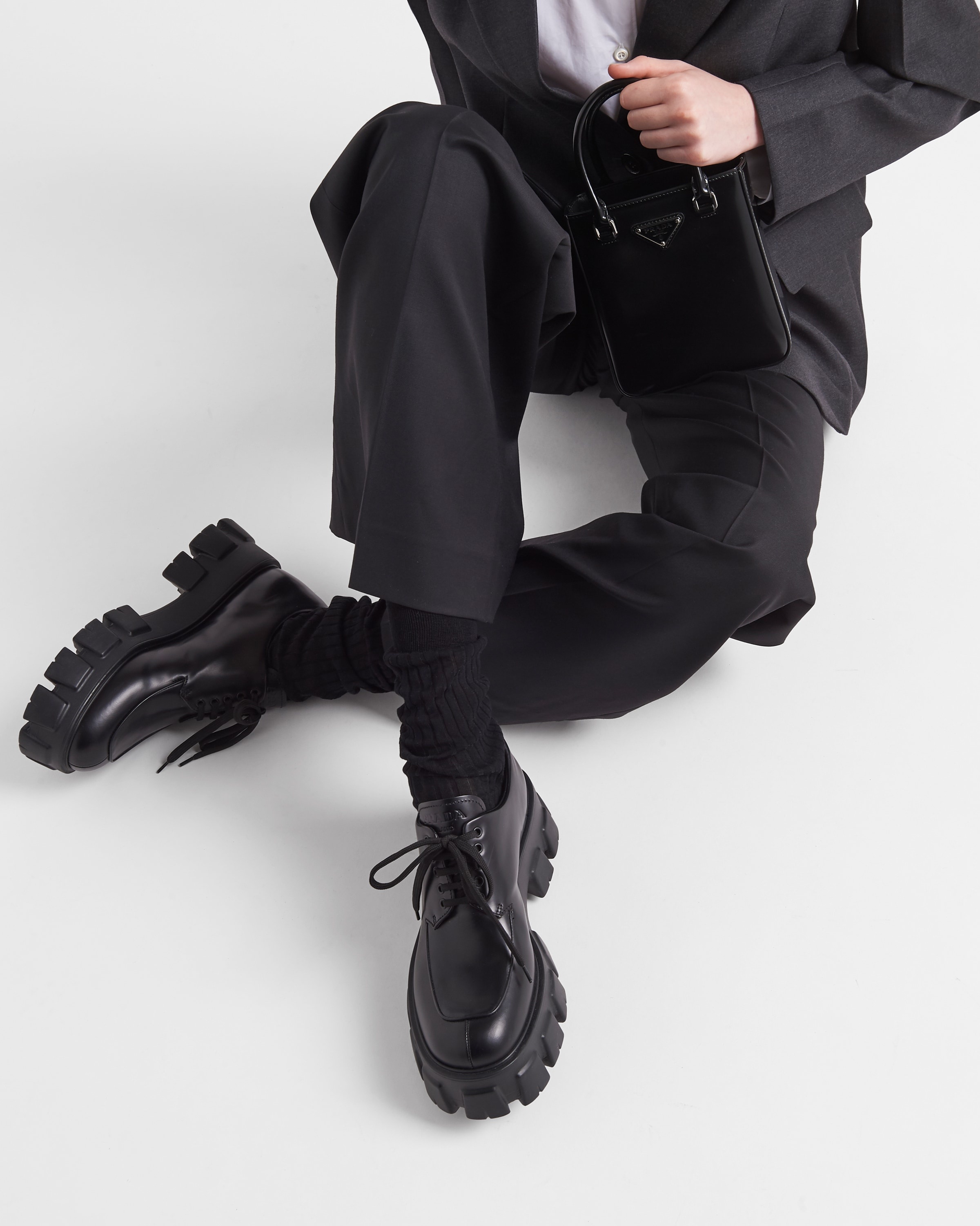 Monolith brushed leather lace-up shoes - 3