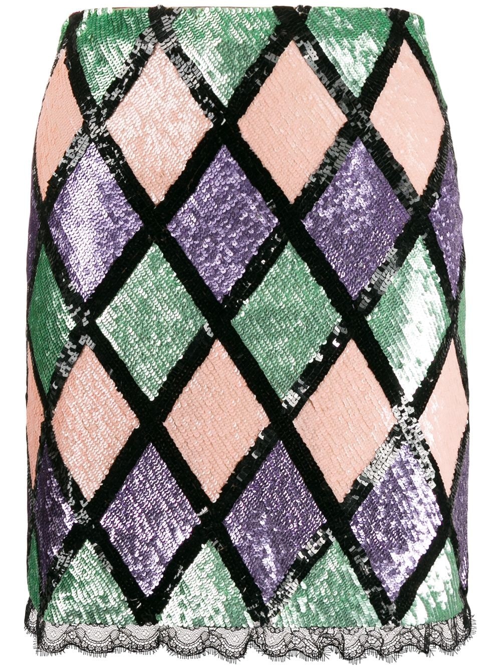 argyle pattern sequin skirt - 1