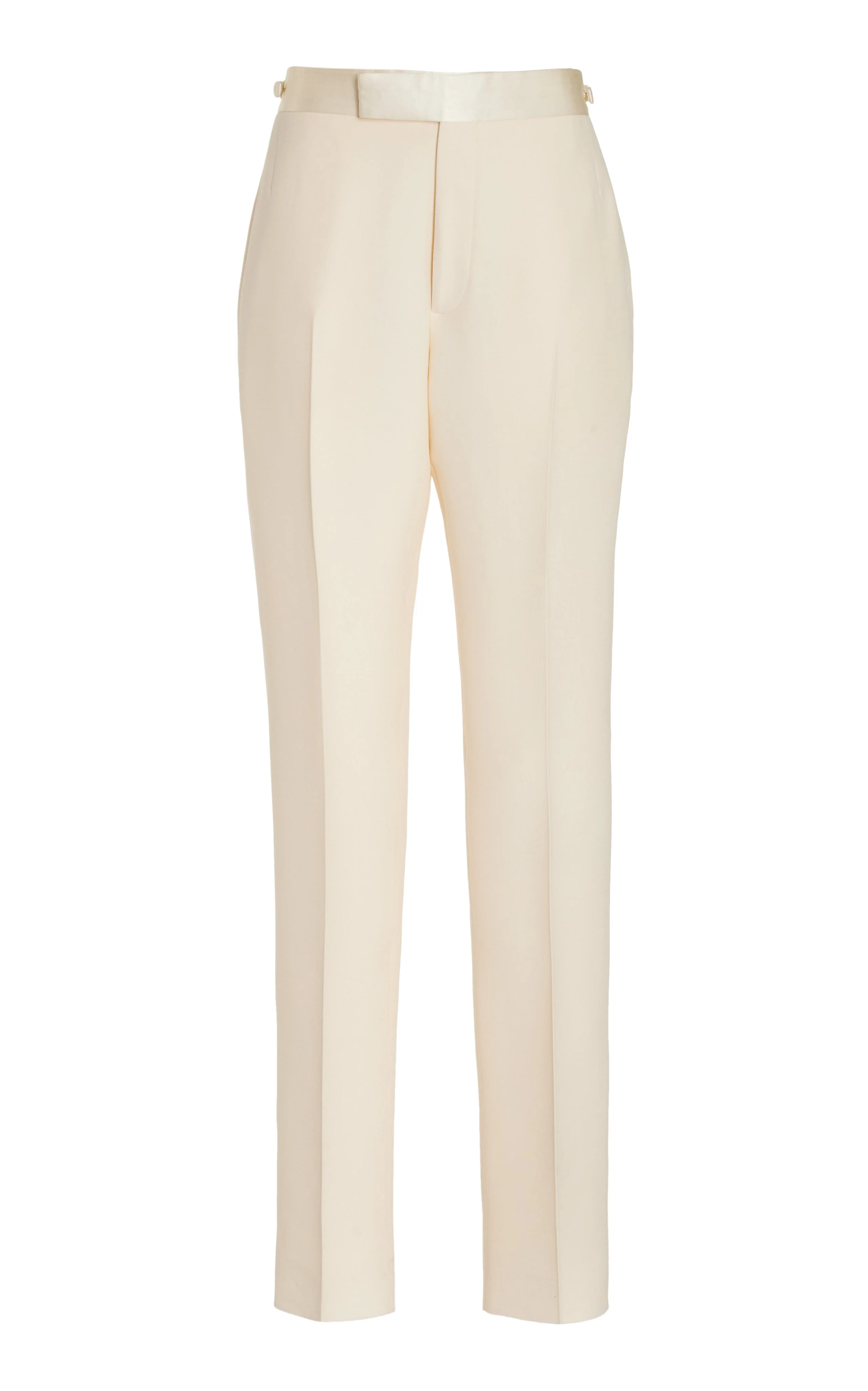 Simons Pant in Ivory Wool Silk Cady - 1