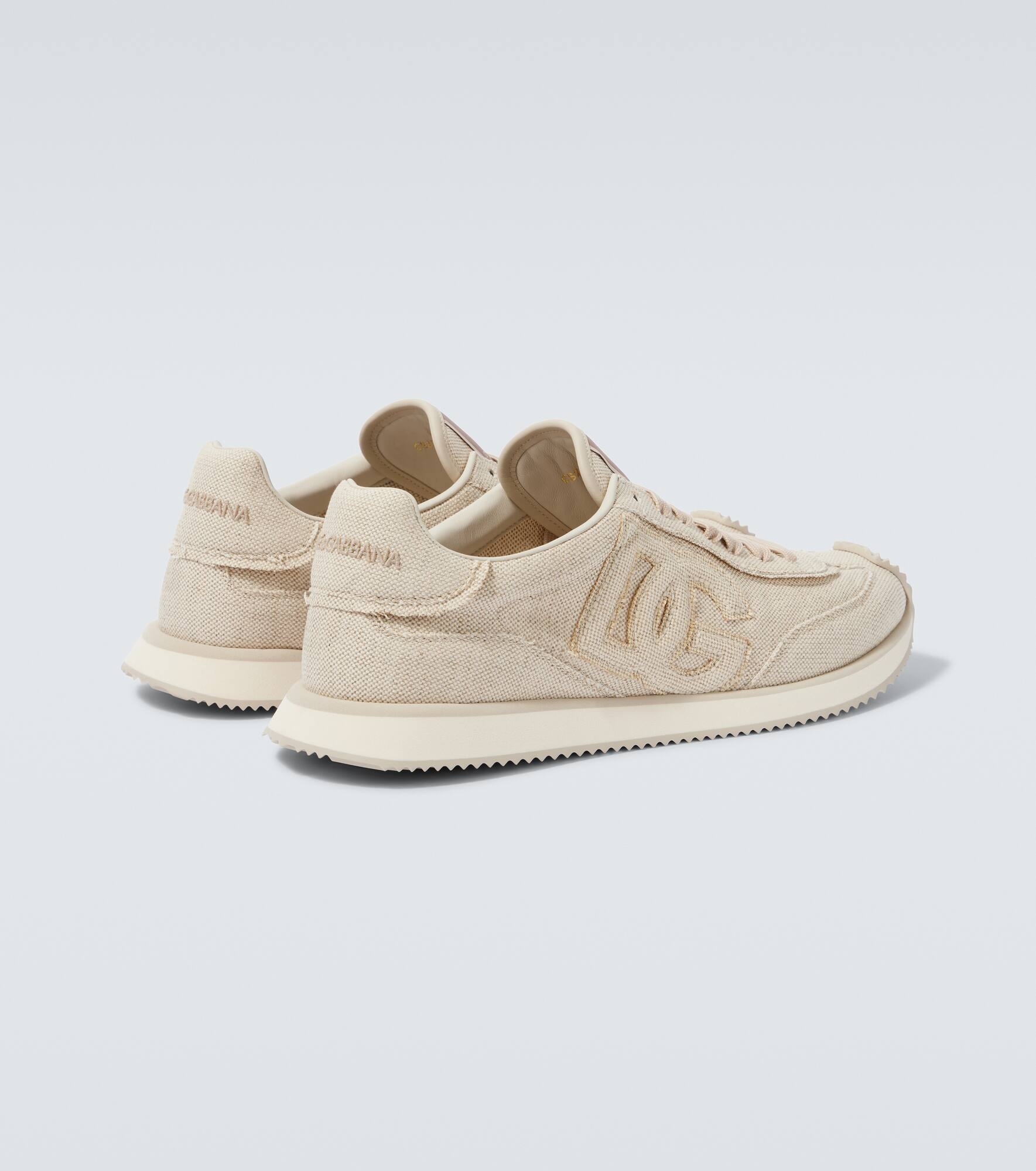 Leather-trimmed canvas sneakers - 6