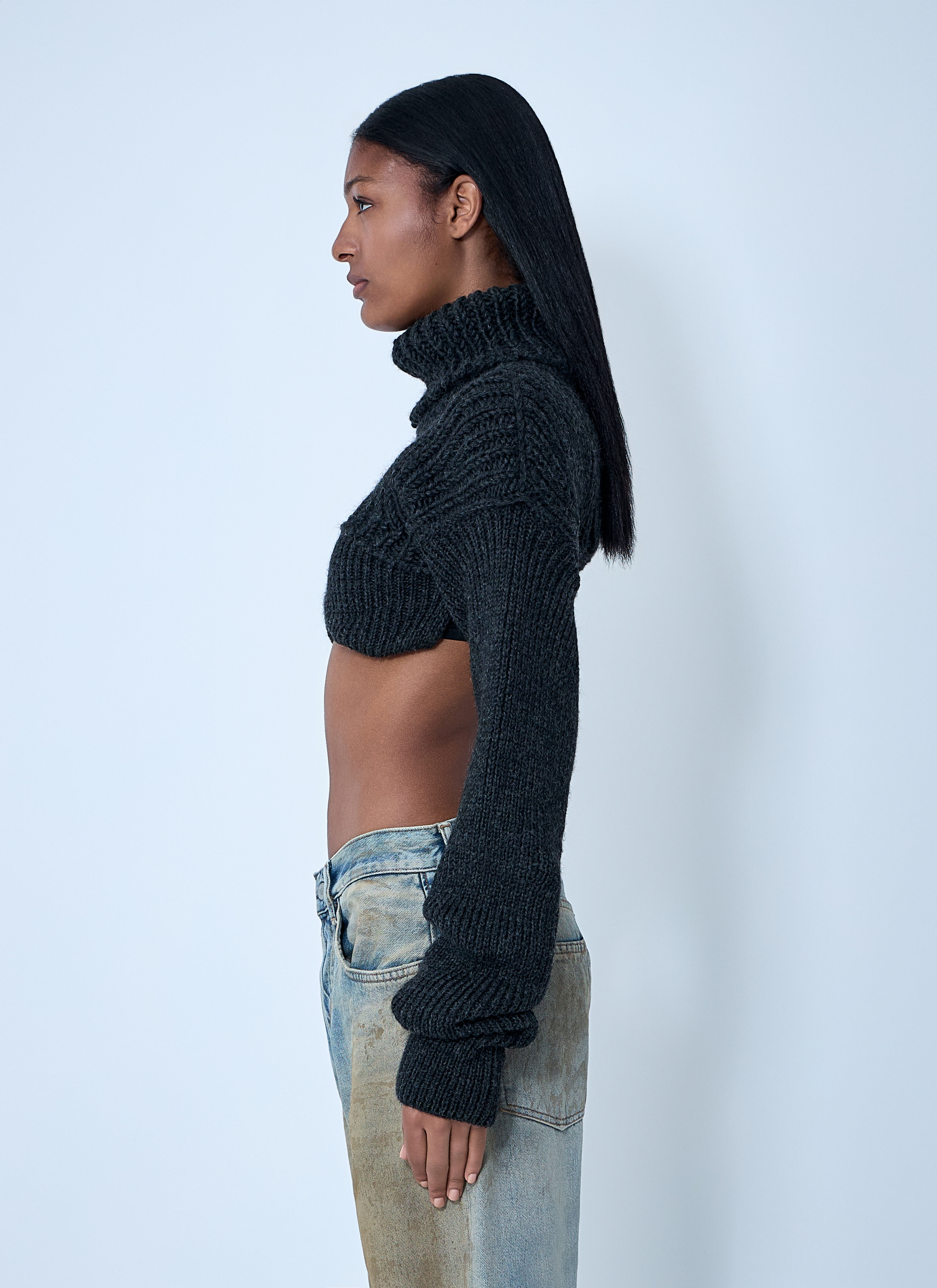 Cropped High Neck Sweater - 3