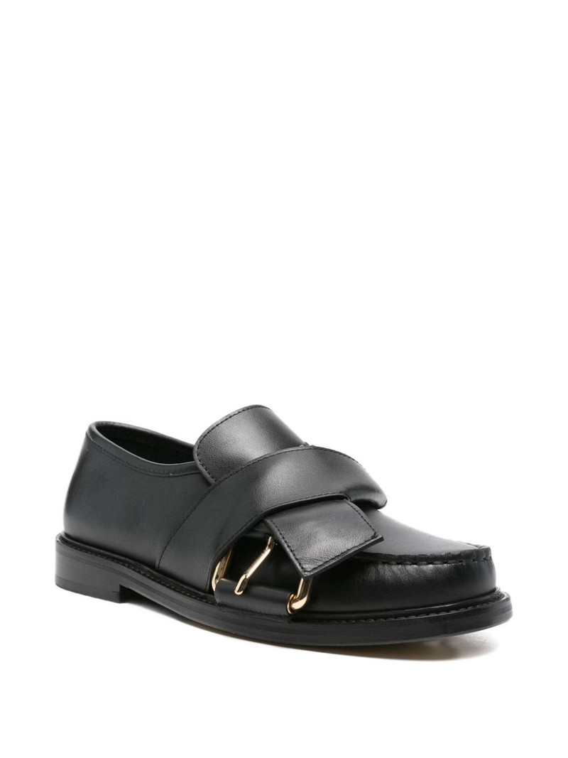 Moschino buckle-strap leather loafers outlook