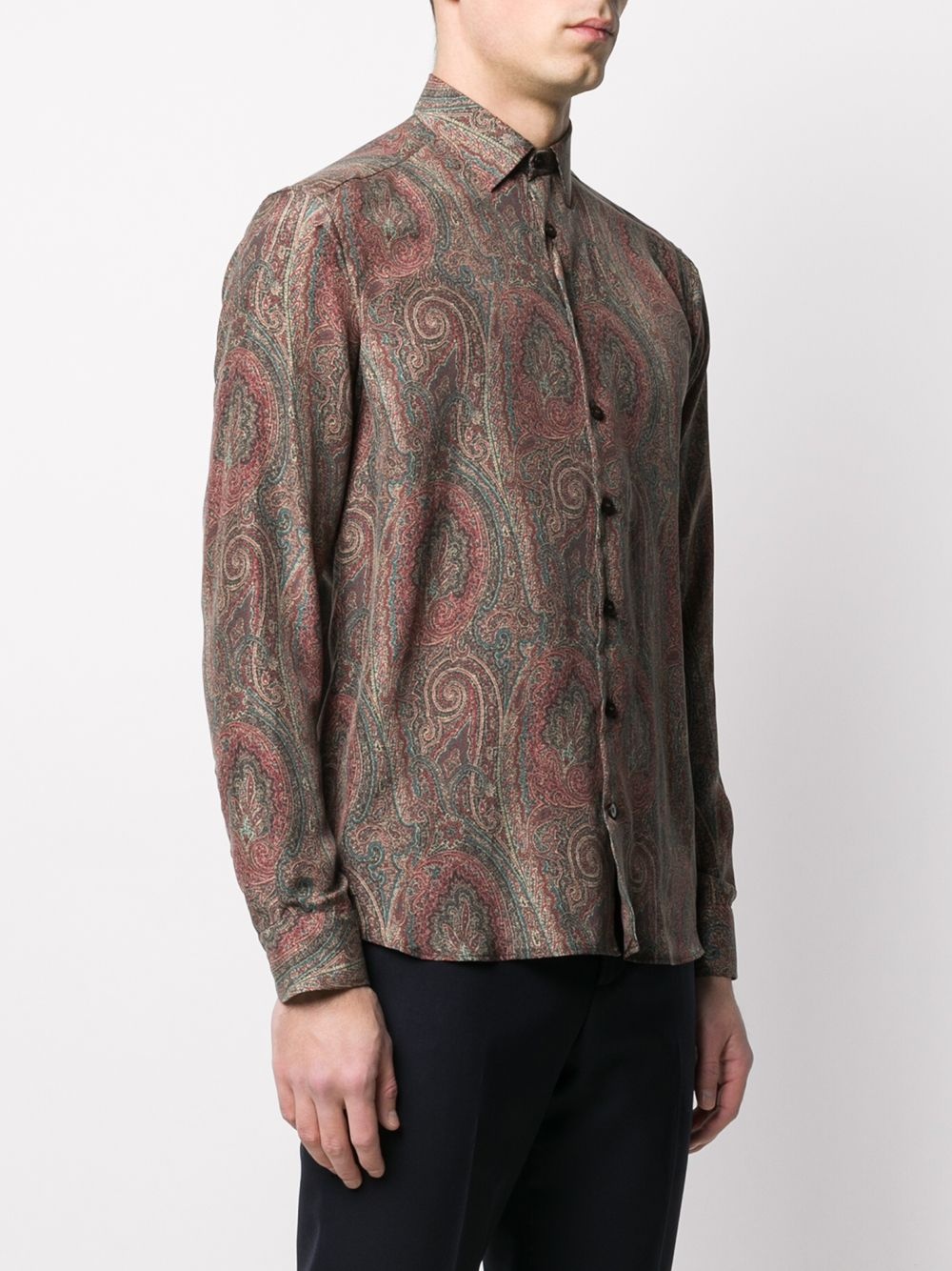 long sleeve paisley print silk shirt - 3